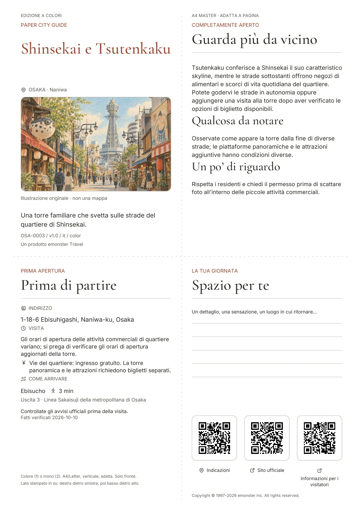 Copertina reale della guida Shinsekai e Tsutenkaku · Edizione a colori