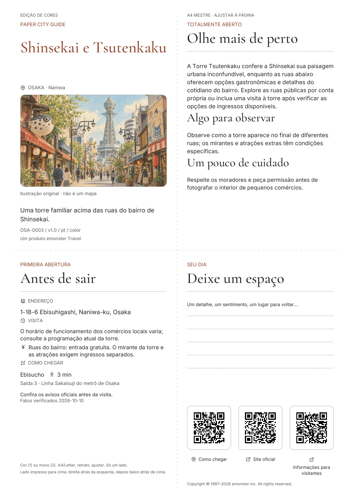 Capa real do guia Shinsekai e Tsutenkaku · Edição colorida