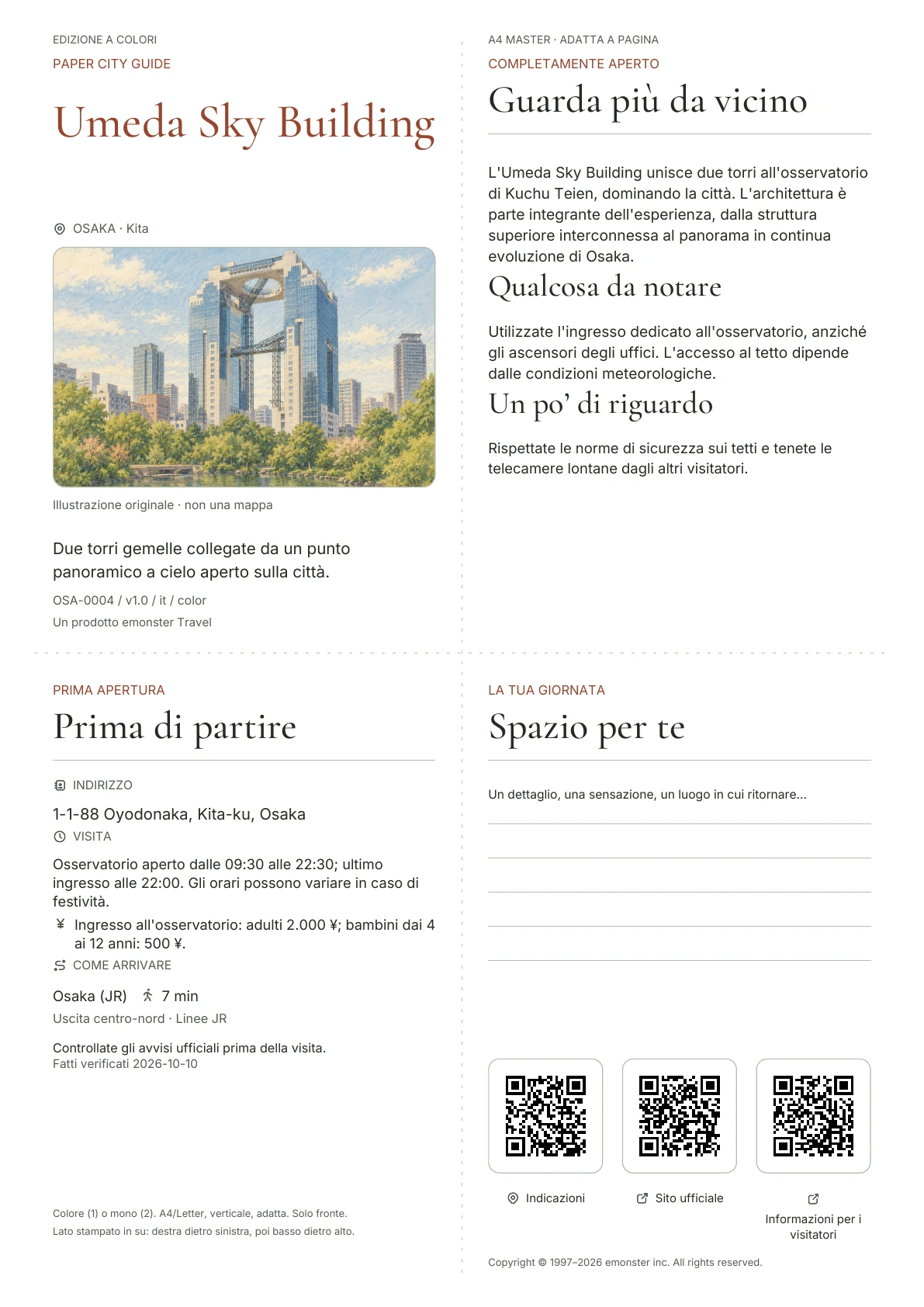 Copertina reale della guida Umeda Sky Building · Edizione a colori