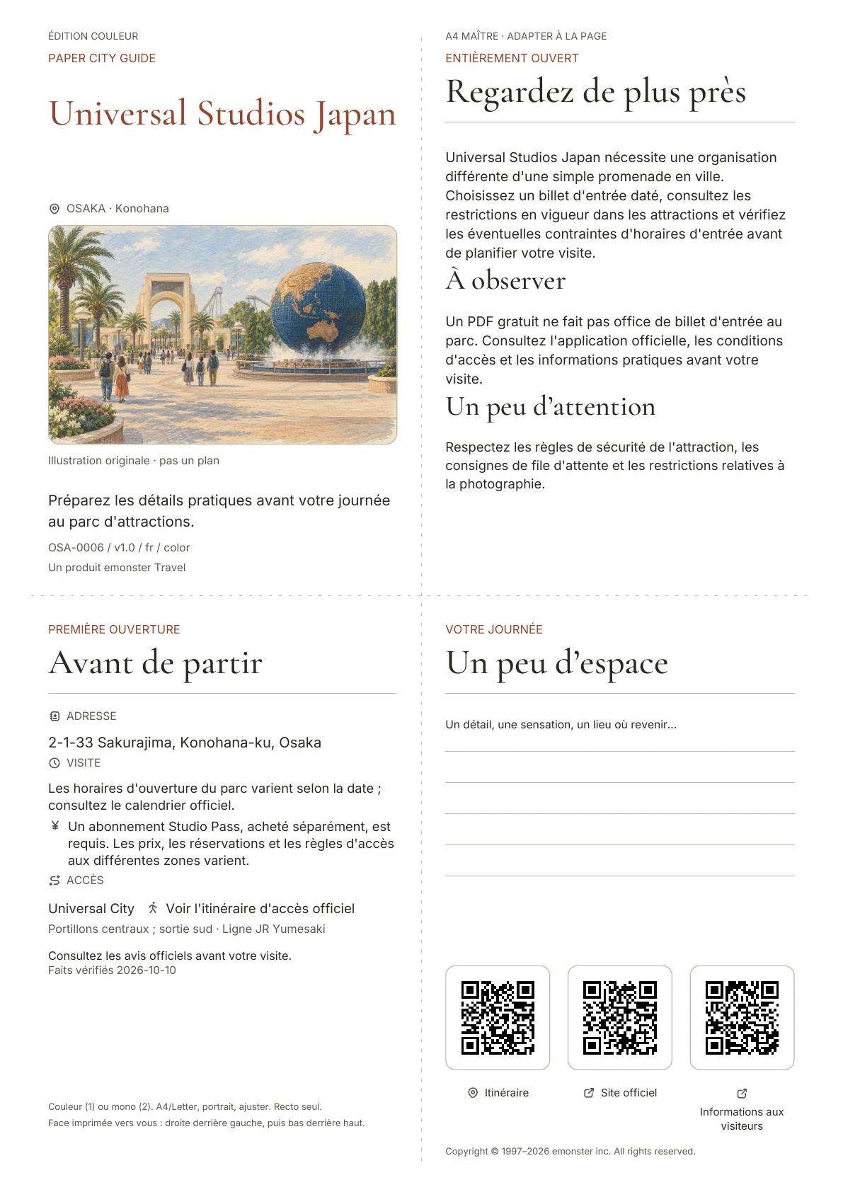 Couverture réelle du guide Universal Studios Japan · Édition couleur