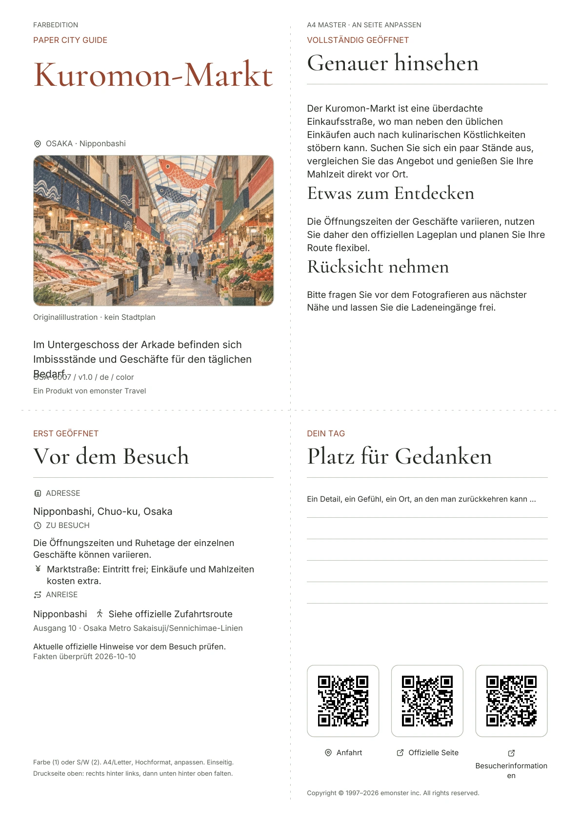 Tatsächliches Titelblatt: Kuromon-Markt · Farbausgabe