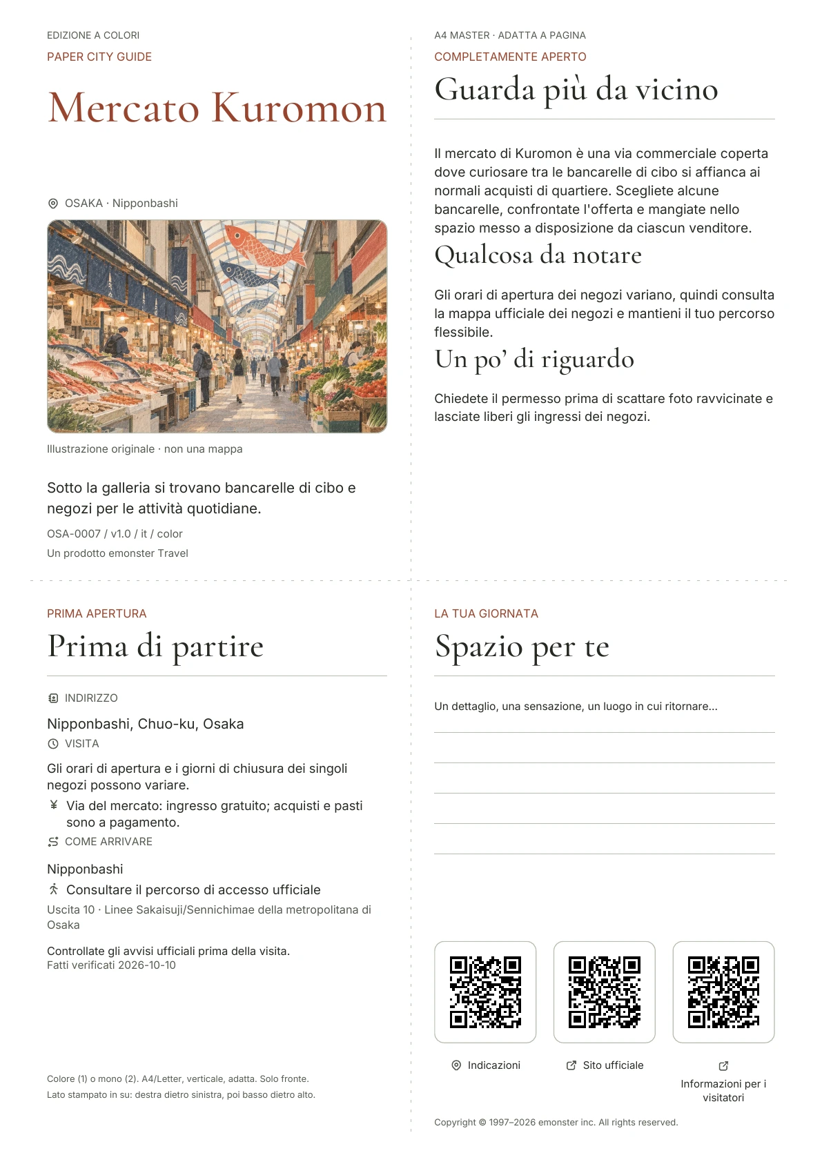 Copertina reale della guida Mercato Kuromon · Edizione a colori
