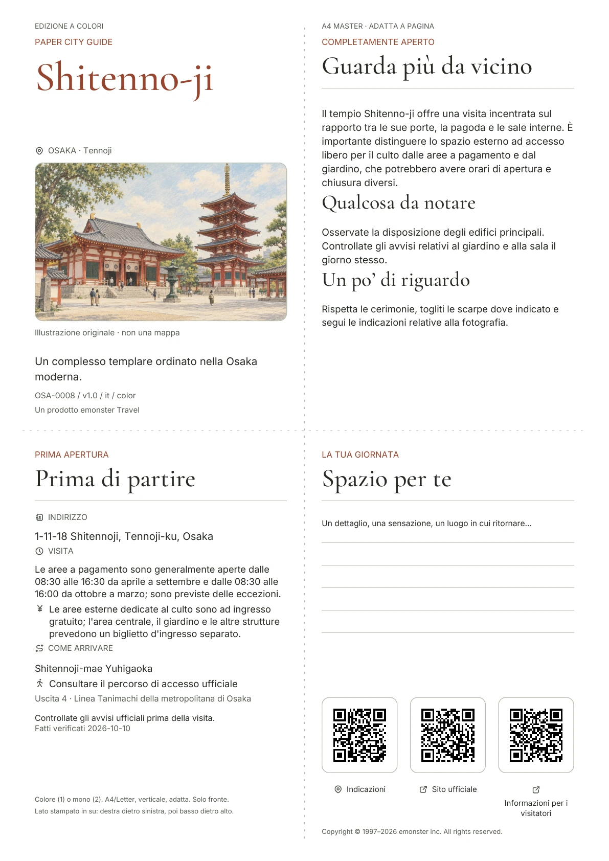 Copertina reale della guida Shitenno-ji · Edizione a colori