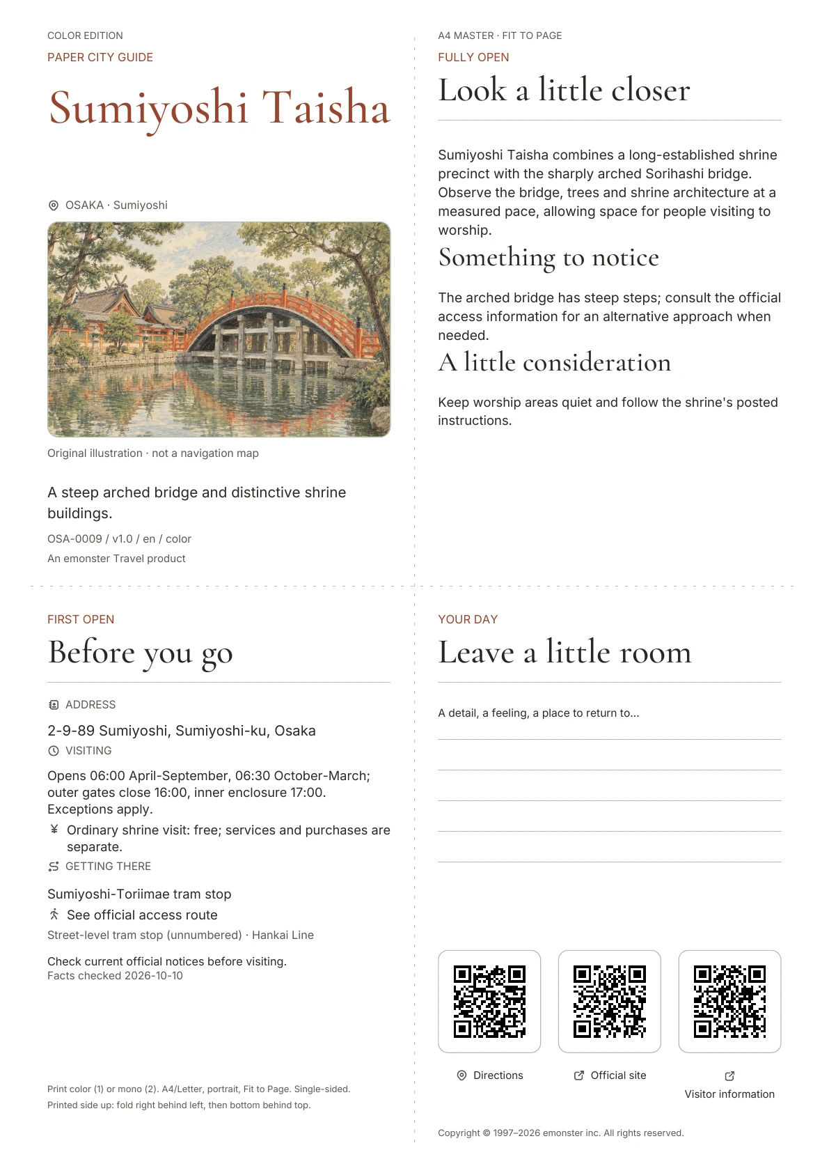 Actual Sumiyoshi Taisha guide cover · Color edition