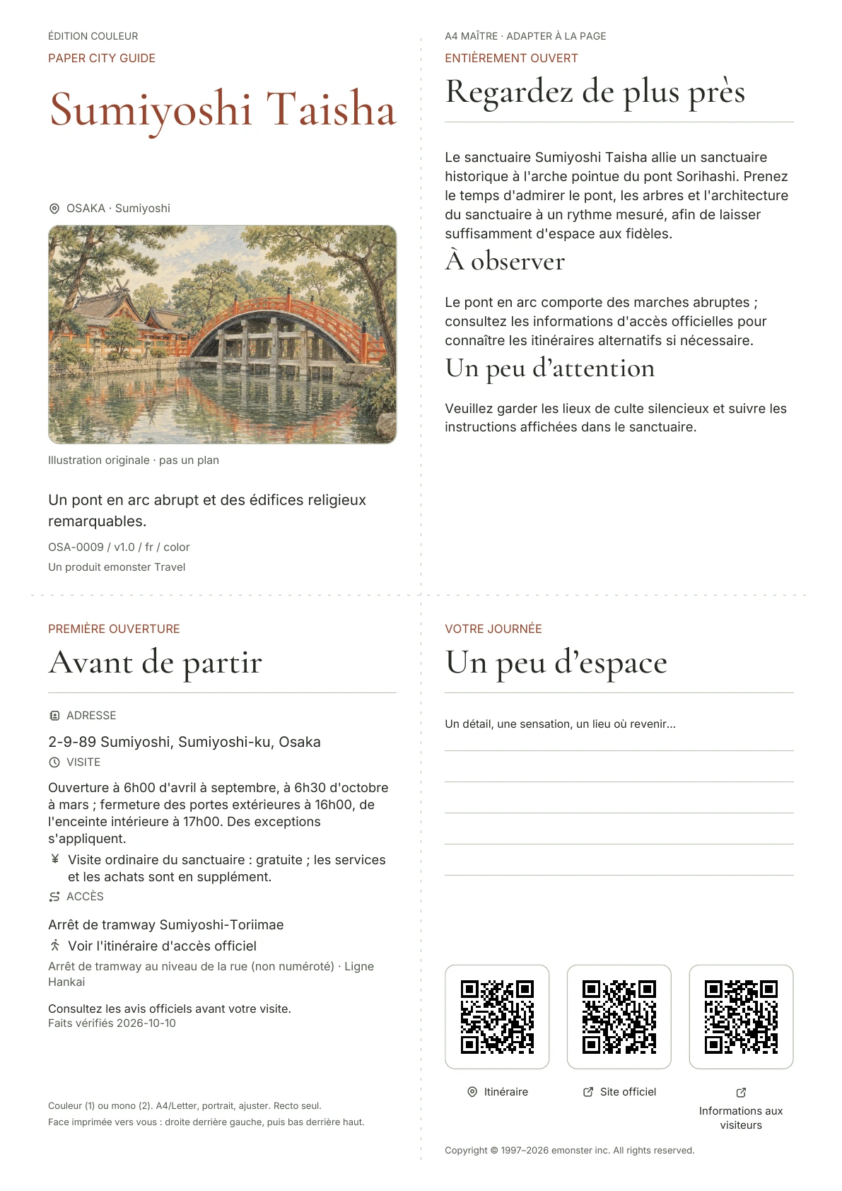 Couverture réelle du guide Sumiyoshi Taisha · Édition couleur
