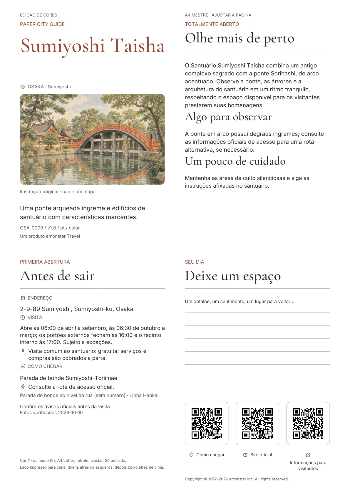 Capa real do guia Sumiyoshi Taisha · Edição colorida
