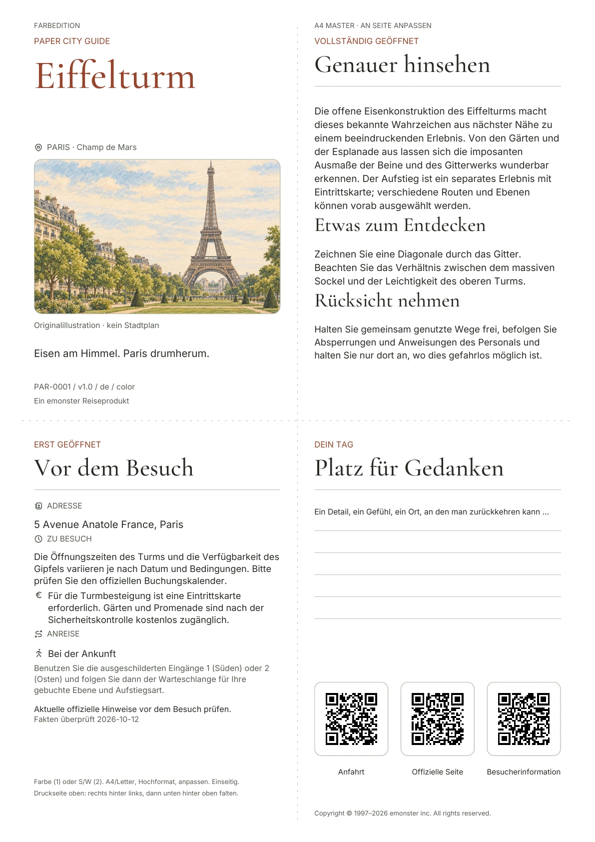 Tatsächliches Titelblatt: Eiffelturm · Farbausgabe