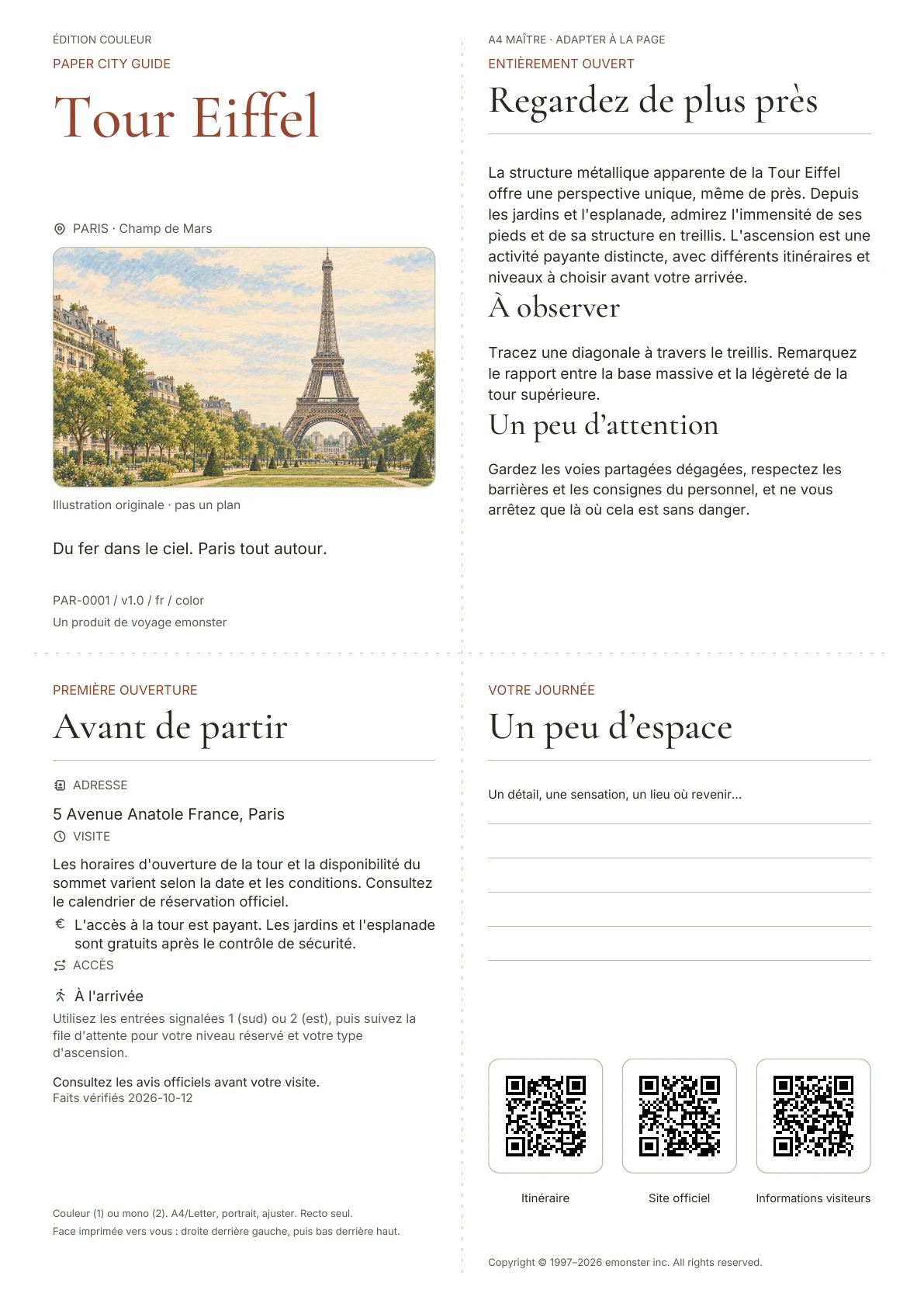 Couverture réelle du guide Tour Eiffel · Édition couleur