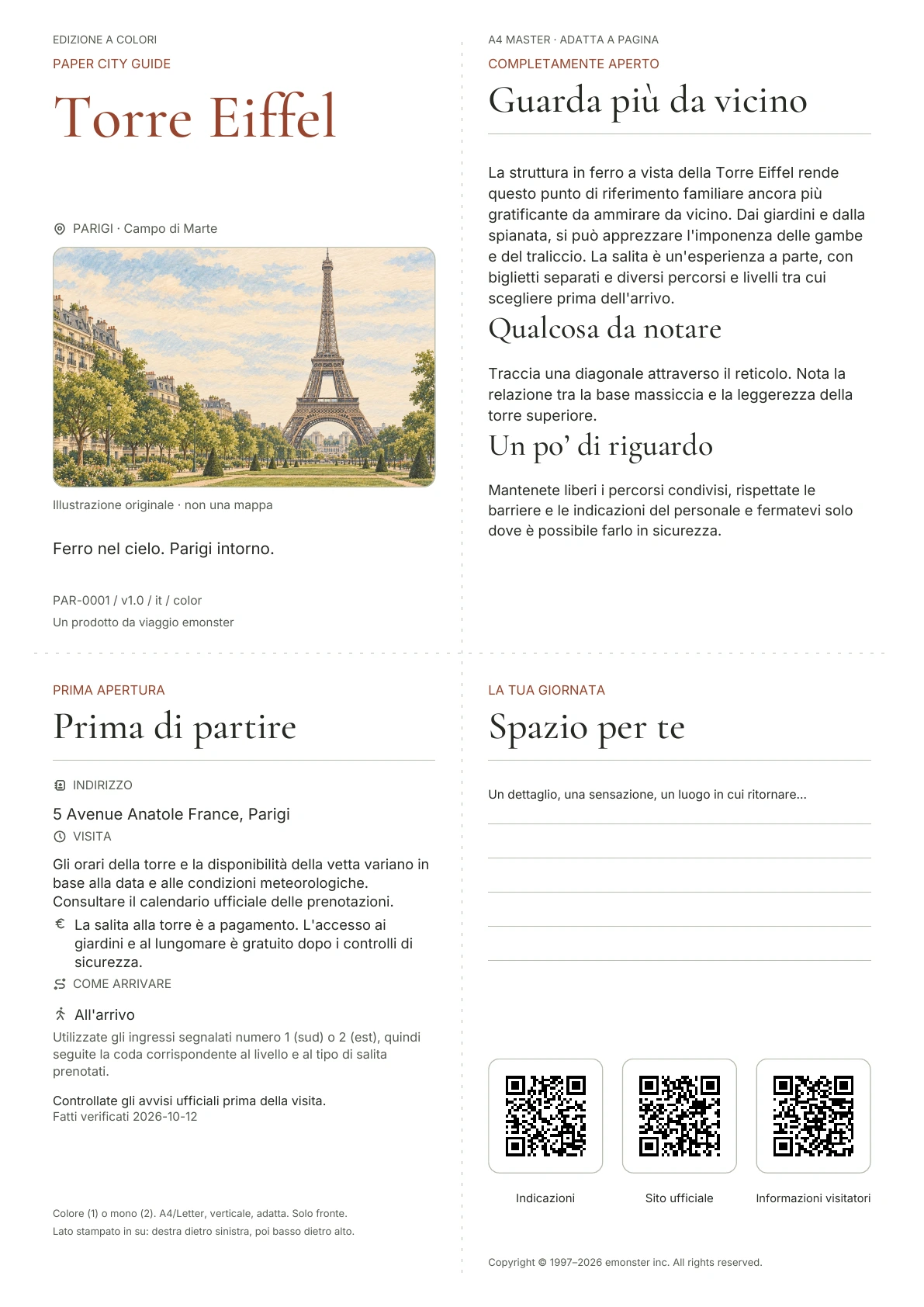 Copertina reale della guida Torre Eiffel · Edizione a colori
