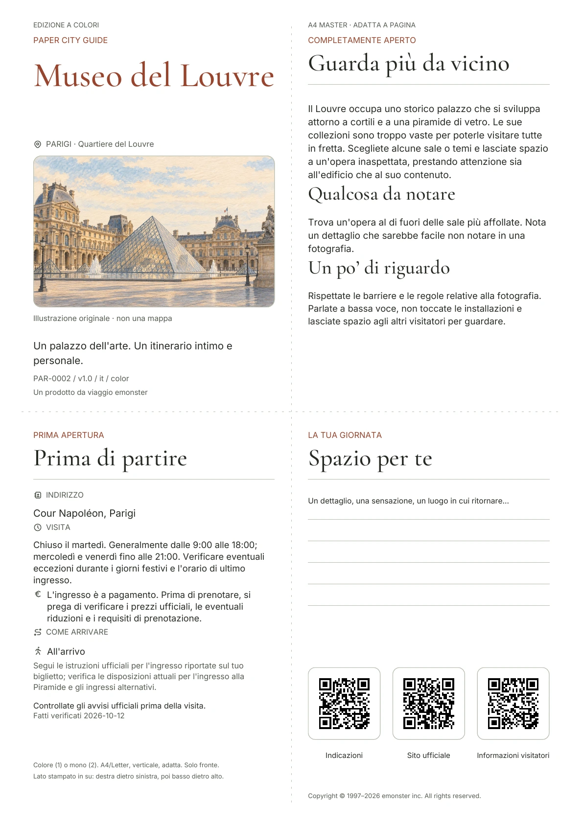 Copertina reale della guida Museo del Louvre · Edizione a colori