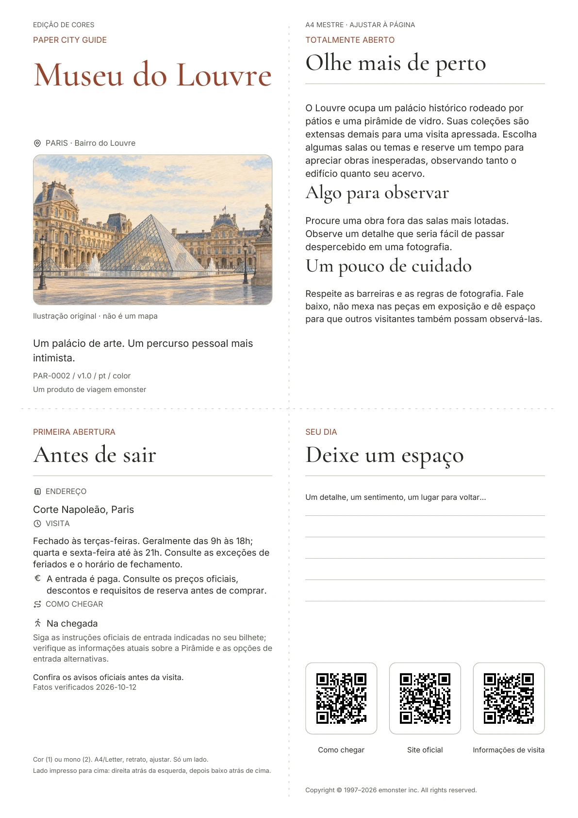 Capa real do guia Museu do Louvre · Edição colorida