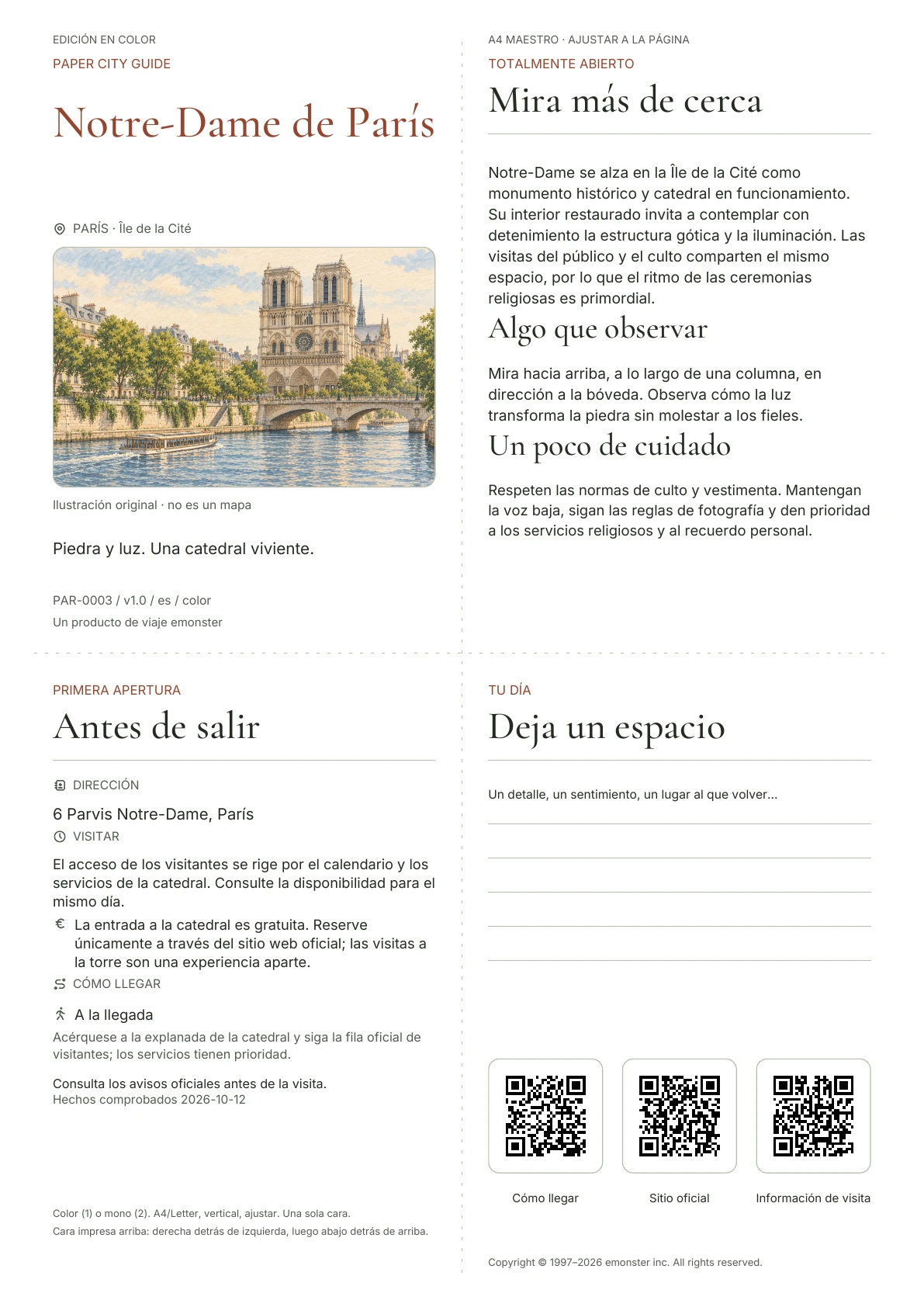 Portada real de la guía Notre-Dame de París · Edición en color