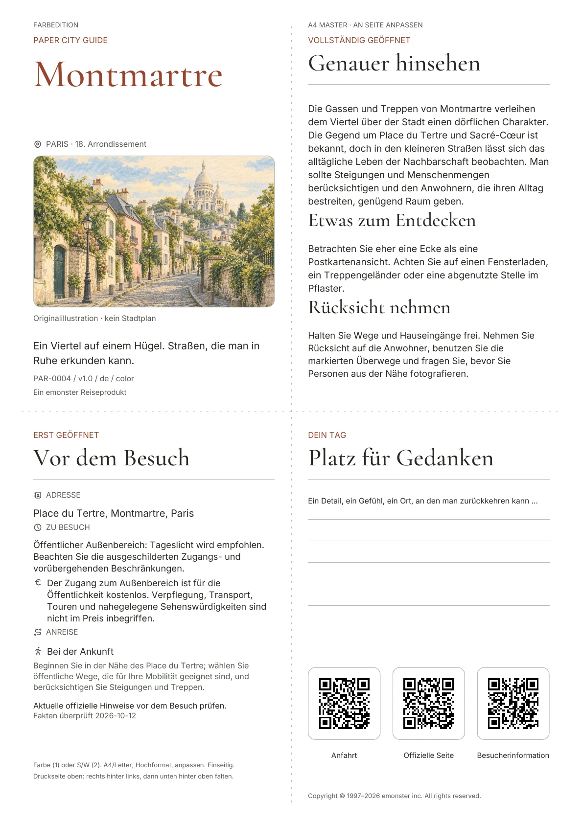 Tatsächliches Titelblatt: Montmartre · Farbausgabe