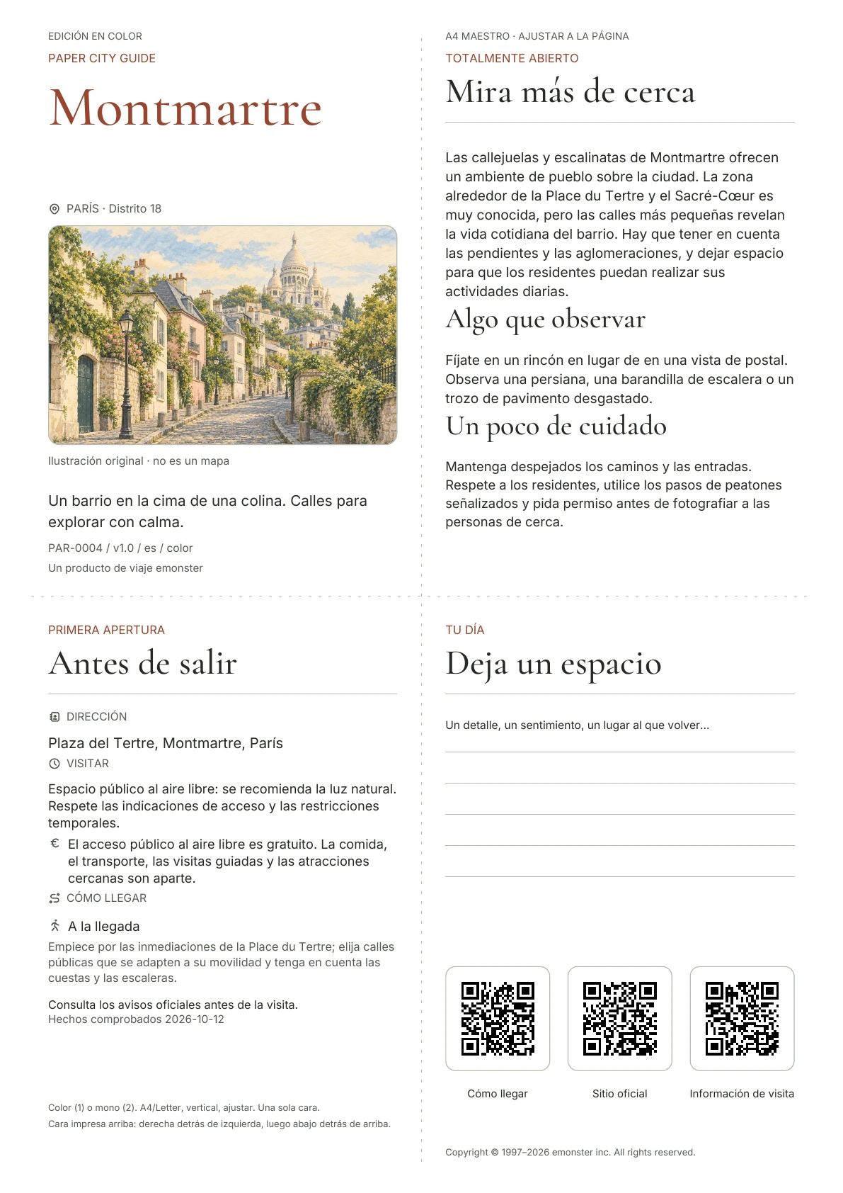 Portada real de la guía Montmartre · Edición en color