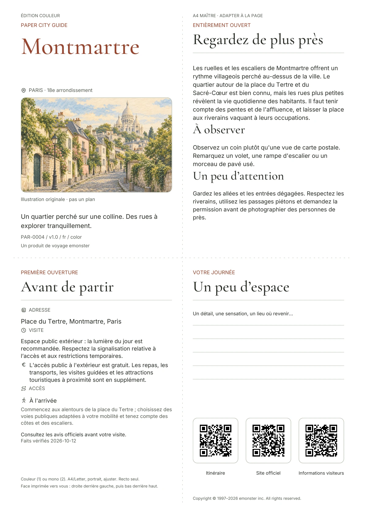Couverture réelle du guide Montmartre · Édition couleur