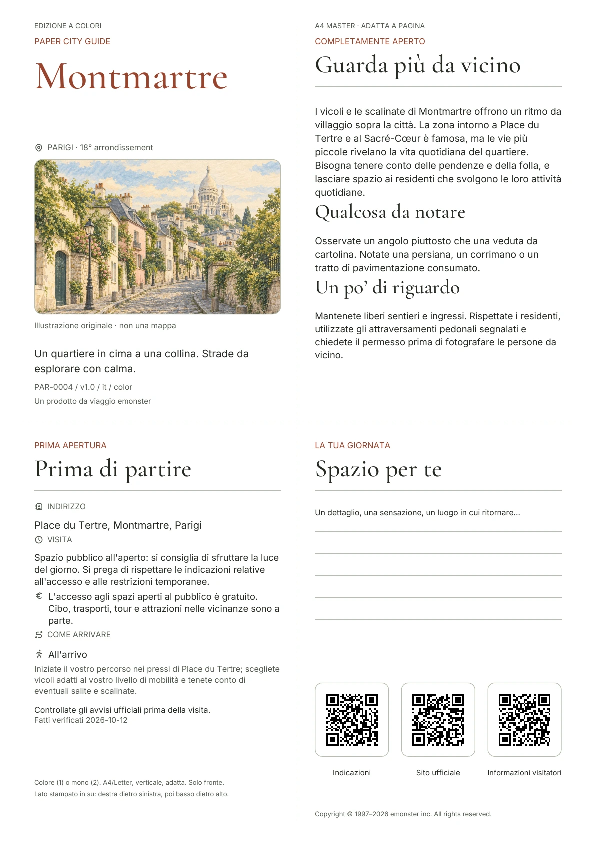 Copertina reale della guida Montmartre · Edizione a colori
