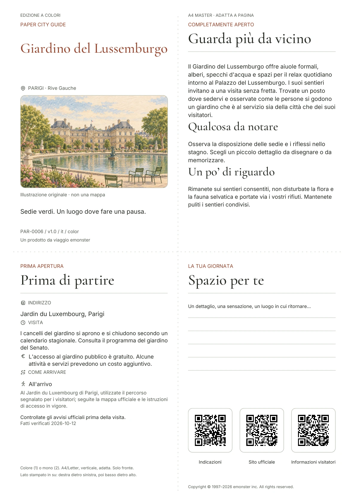 Copertina reale della guida Giardino del Lussemburgo · Edizione a colori
