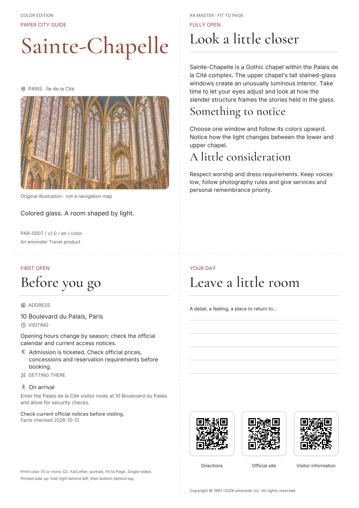 Actual Sainte-Chapelle guide cover · Color edition