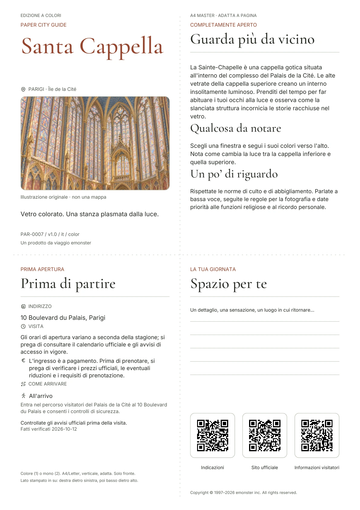 Copertina reale della guida Santa Cappella · Edizione a colori