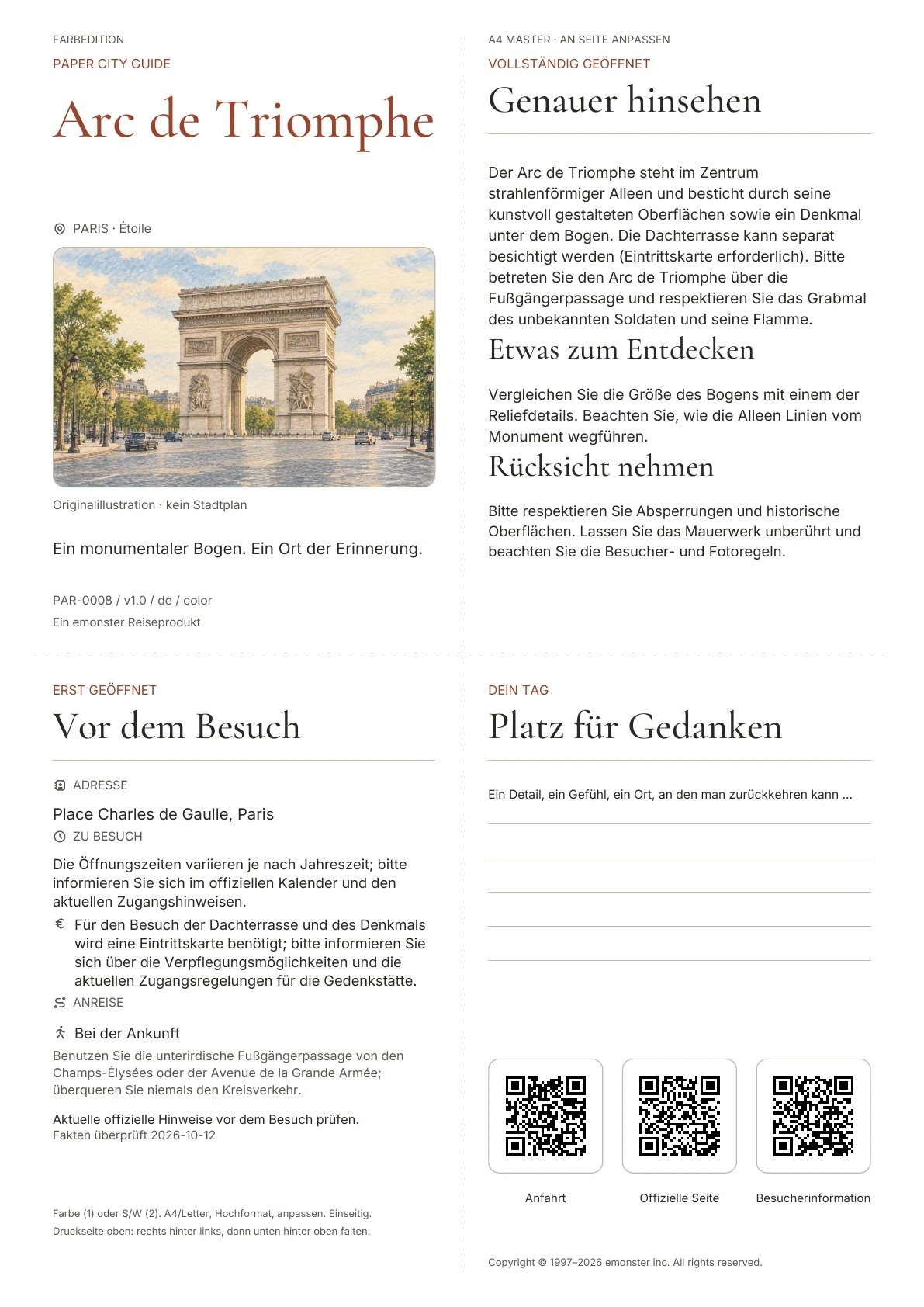 Tatsächliches Titelblatt: Arc de Triomphe · Farbausgabe