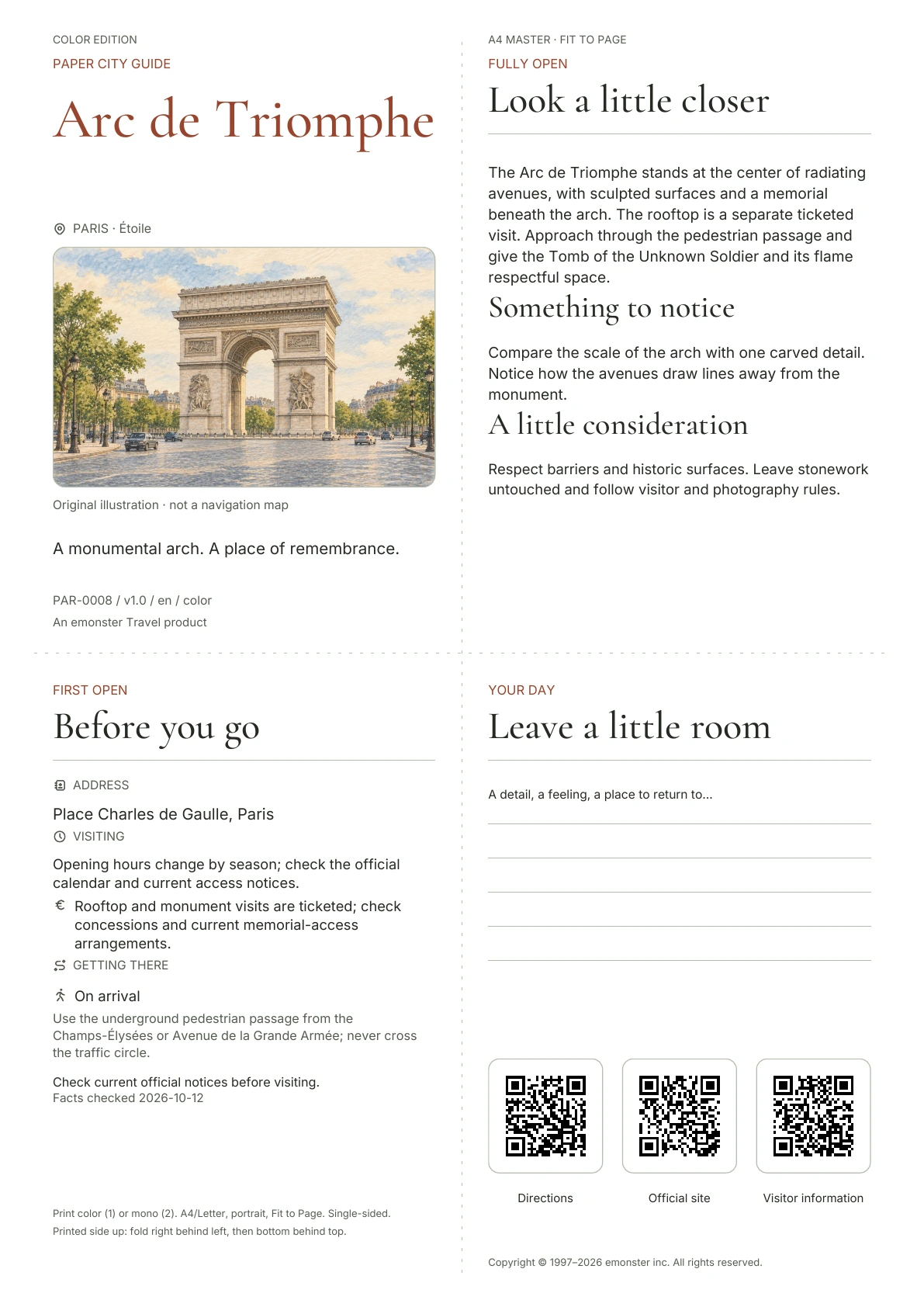 Actual Arc de Triomphe guide cover · Color edition