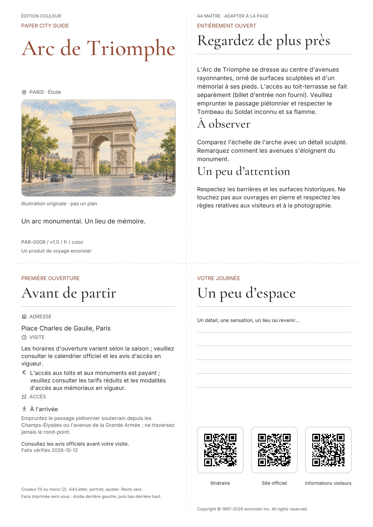 Couverture réelle du guide Arc de Triomphe · Édition couleur