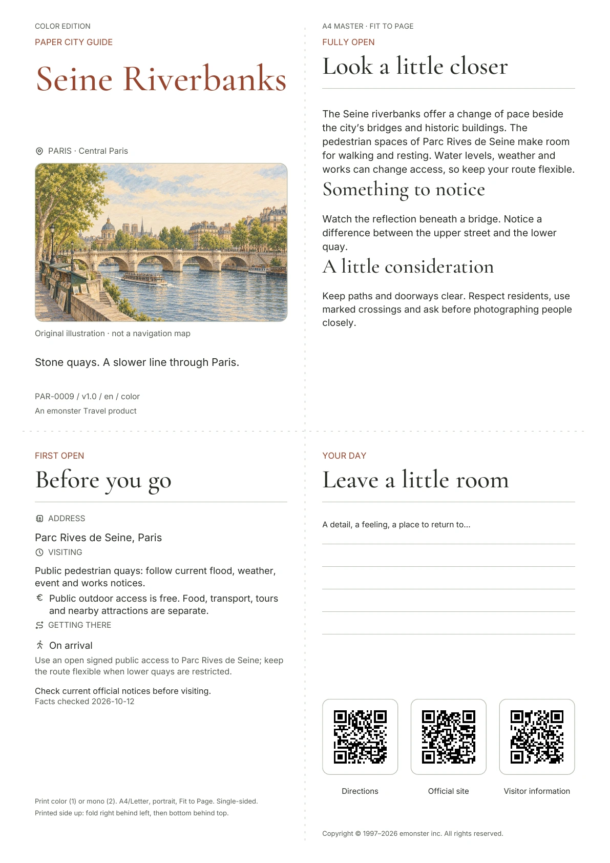 Actual Seine Riverbanks guide cover · Color edition