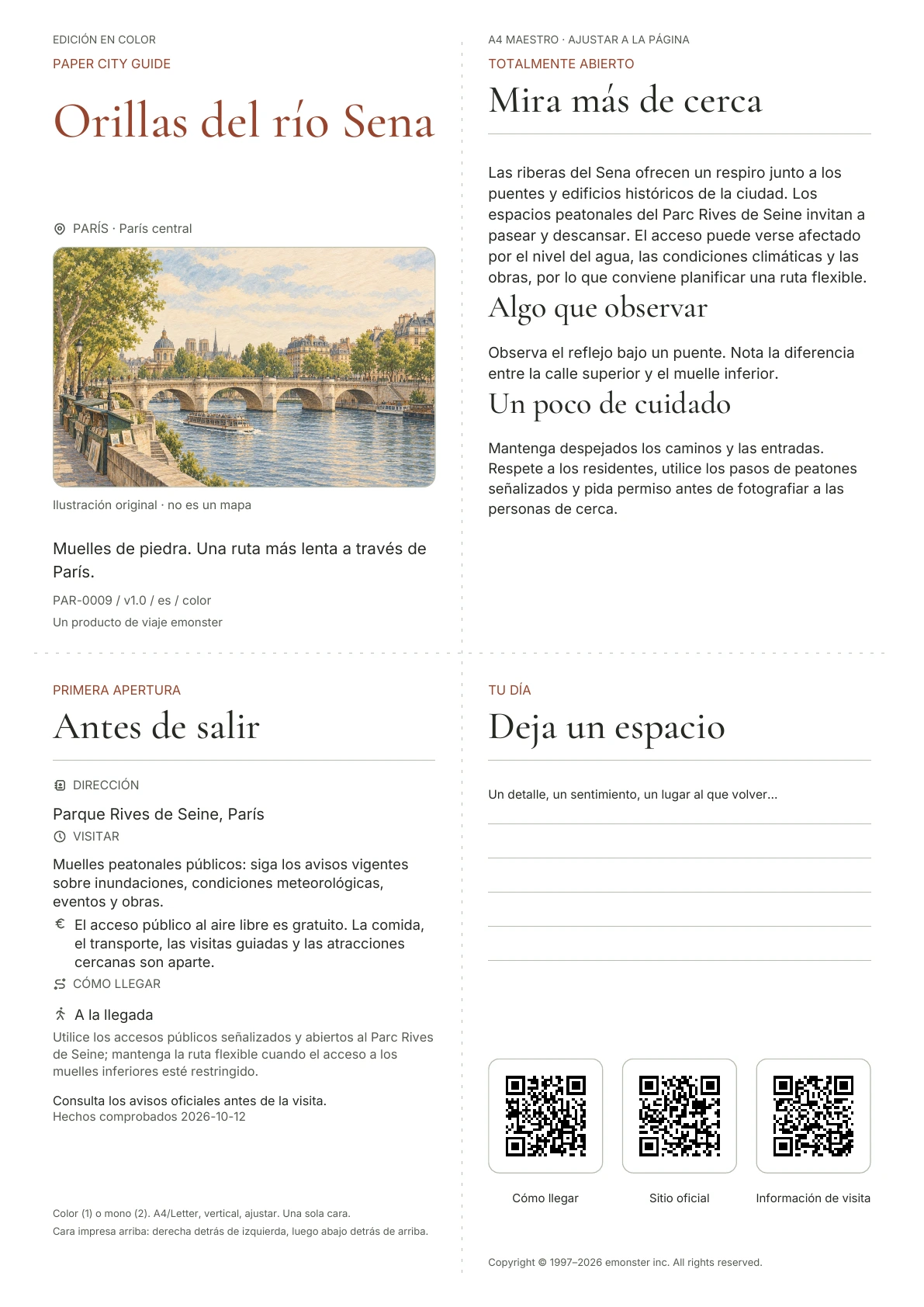 Portada real de la guía Orillas del río Sena · Edición en color