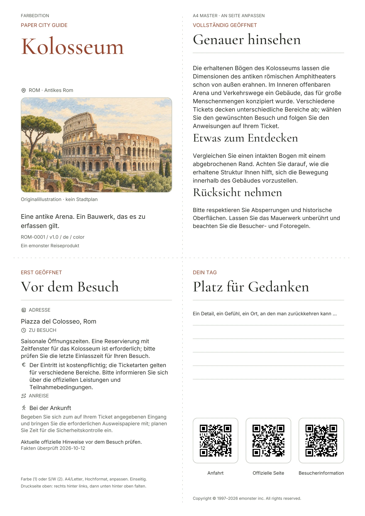 Tatsächliches Titelblatt: Kolosseum · Farbausgabe