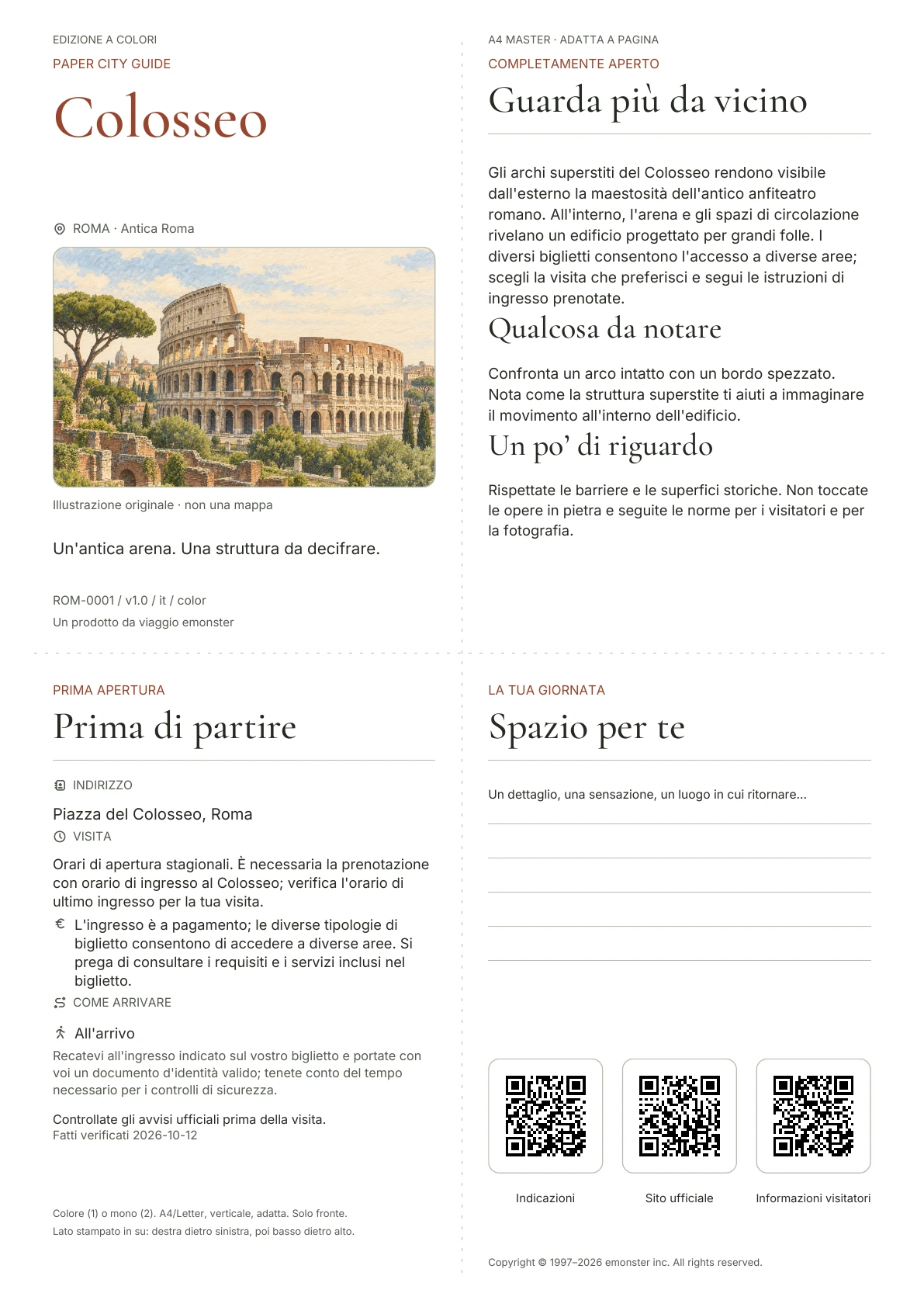 Copertina reale della guida Colosseo · Edizione a colori