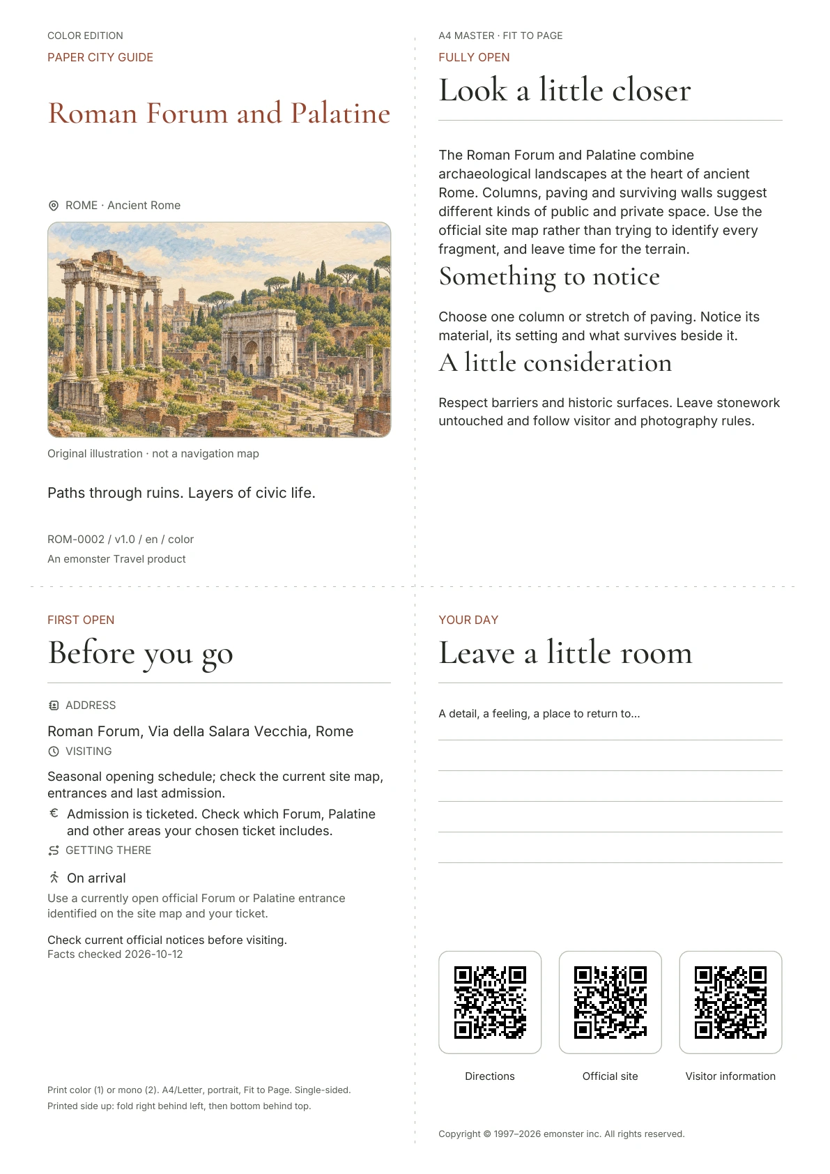 Actual Roman Forum and Palatine guide cover · Color edition