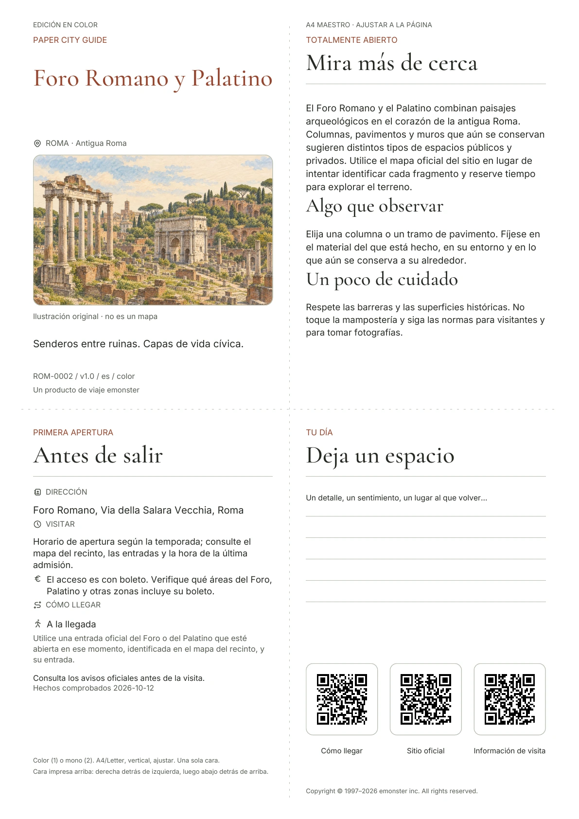 Portada real de la guía Foro Romano y Palatino · Edición en color