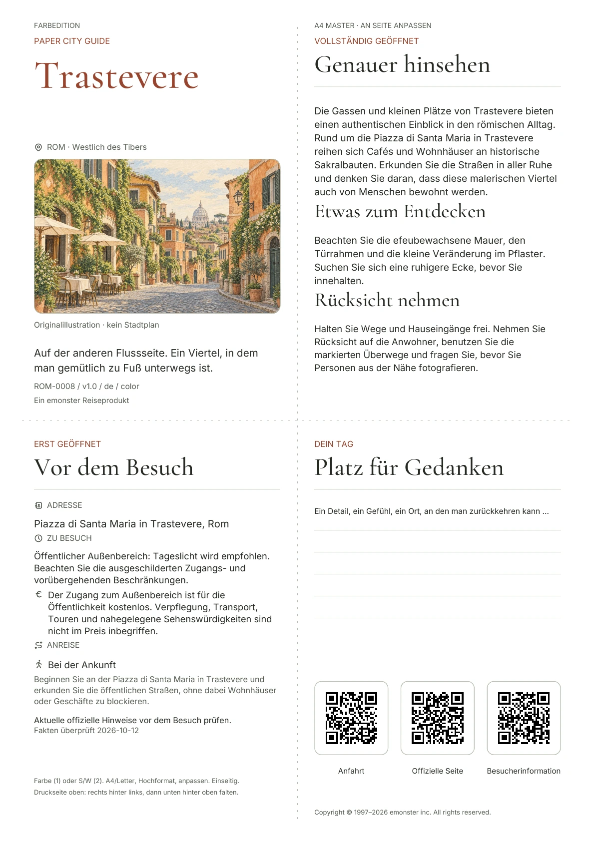 Tatsächliches Titelblatt: Trastevere · Farbausgabe