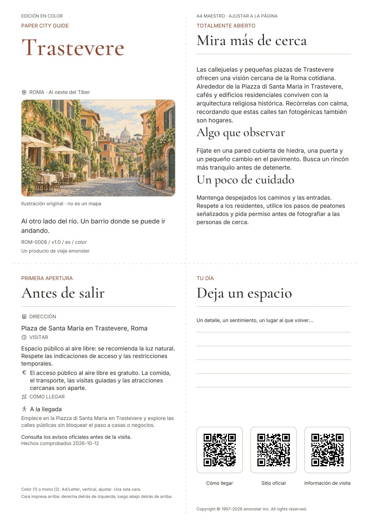 Portada real de la guía Trastevere · Edición en color