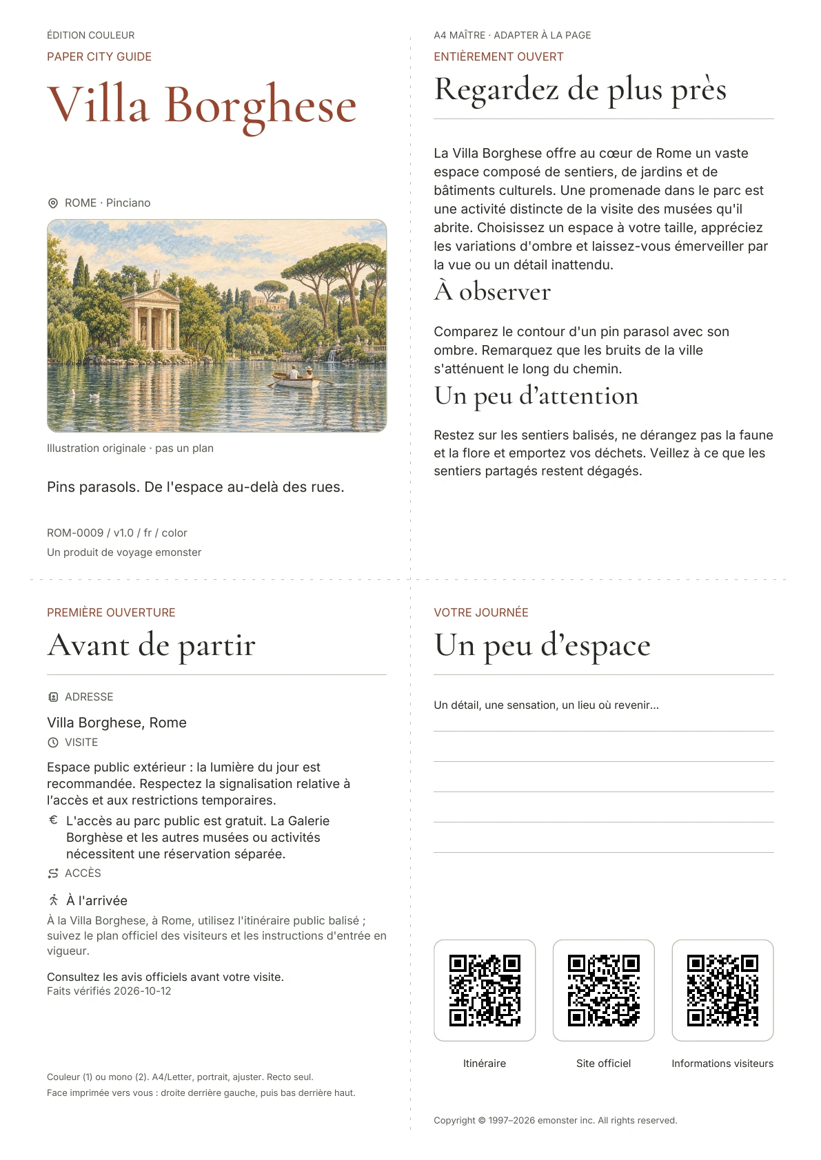 Couverture réelle du guide Villa Borghese · Édition couleur