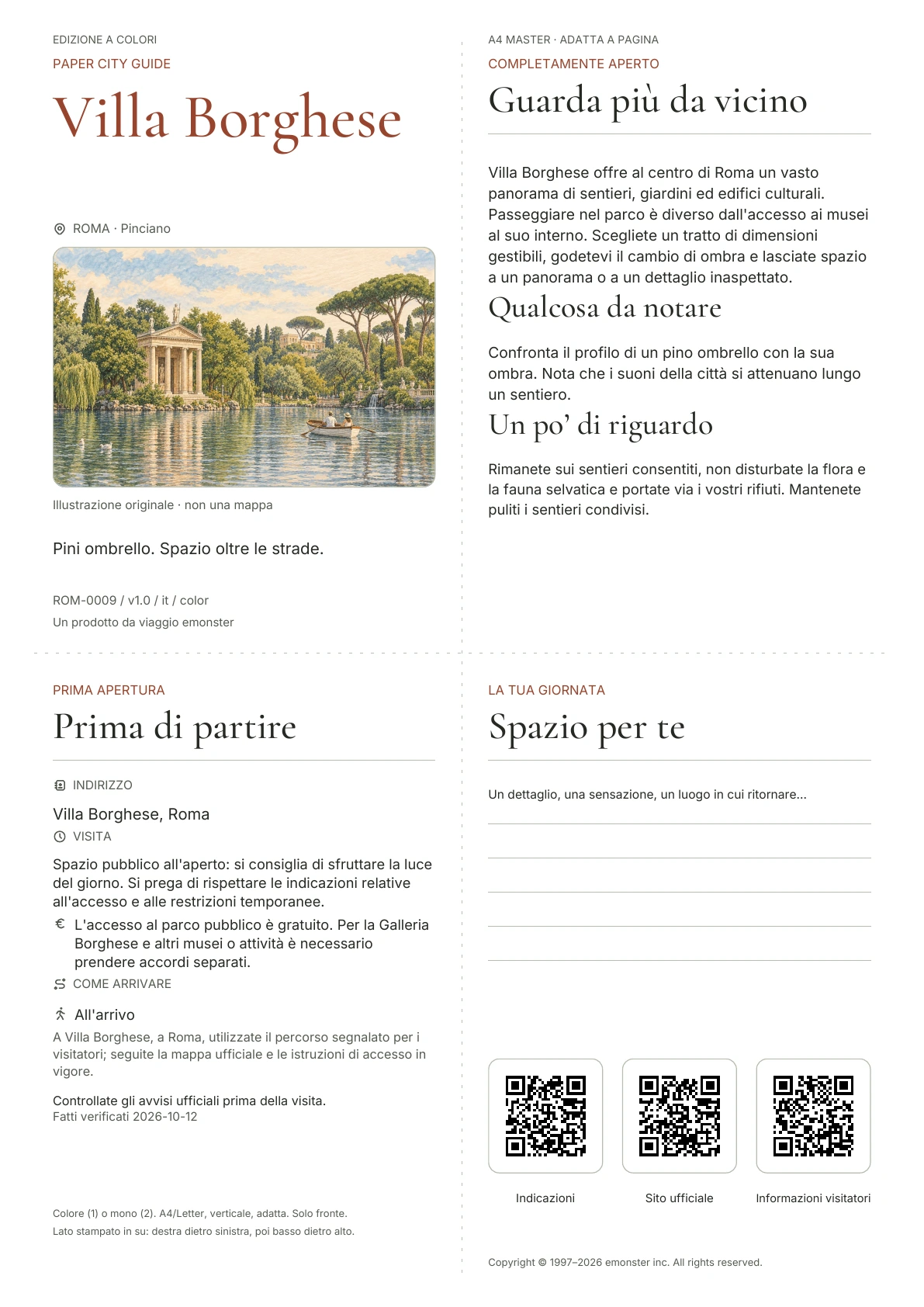 Copertina reale della guida Villa Borghese · Edizione a colori