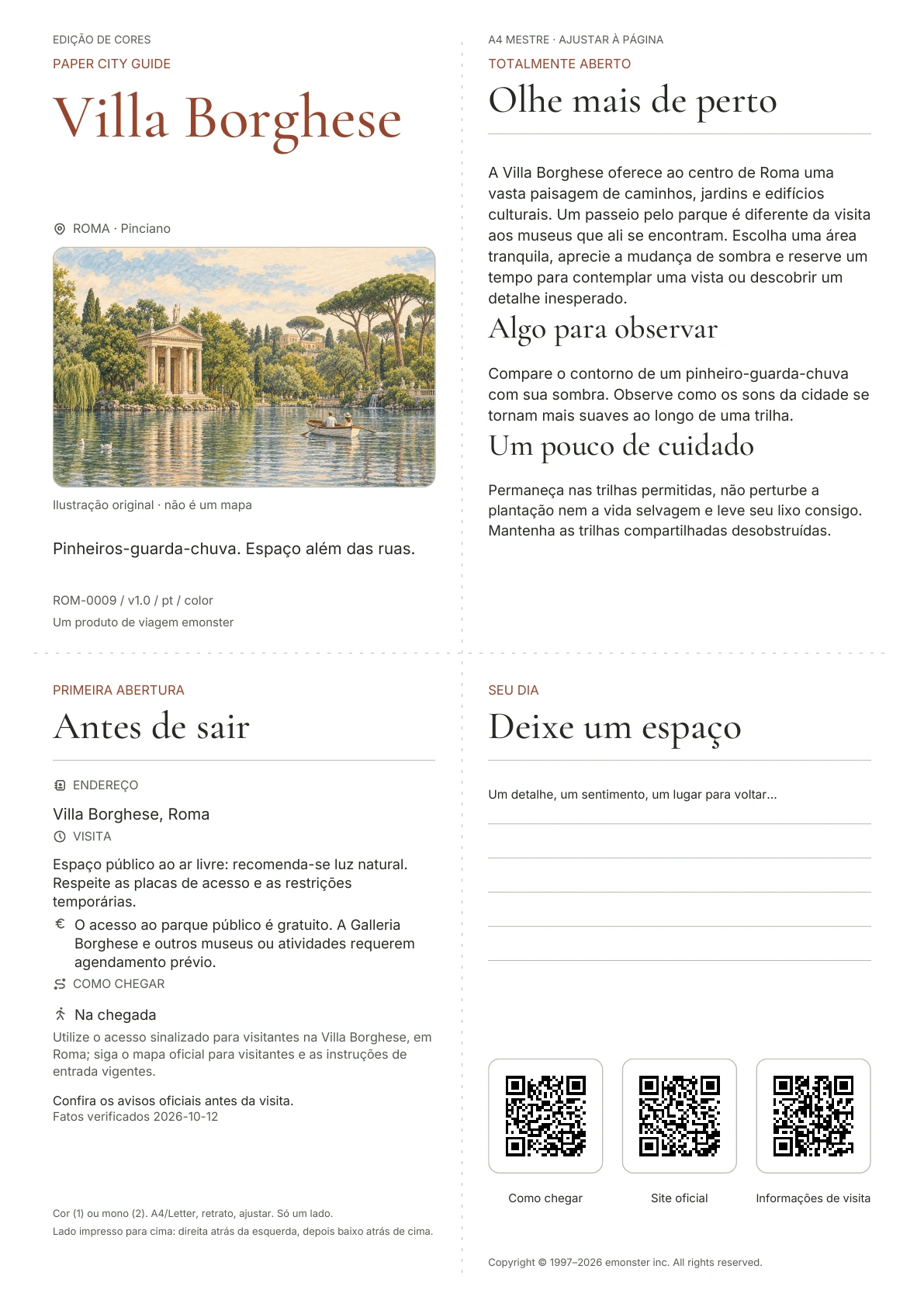 Capa real do guia Villa Borghese · Edição colorida