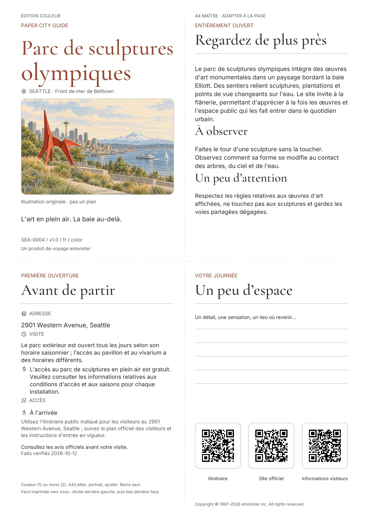 Couverture réelle du guide Parc de sculptures olympiques · Édition couleur