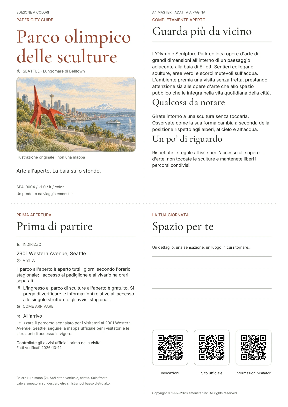 Copertina reale della guida Parco olimpico delle sculture · Edizione a colori