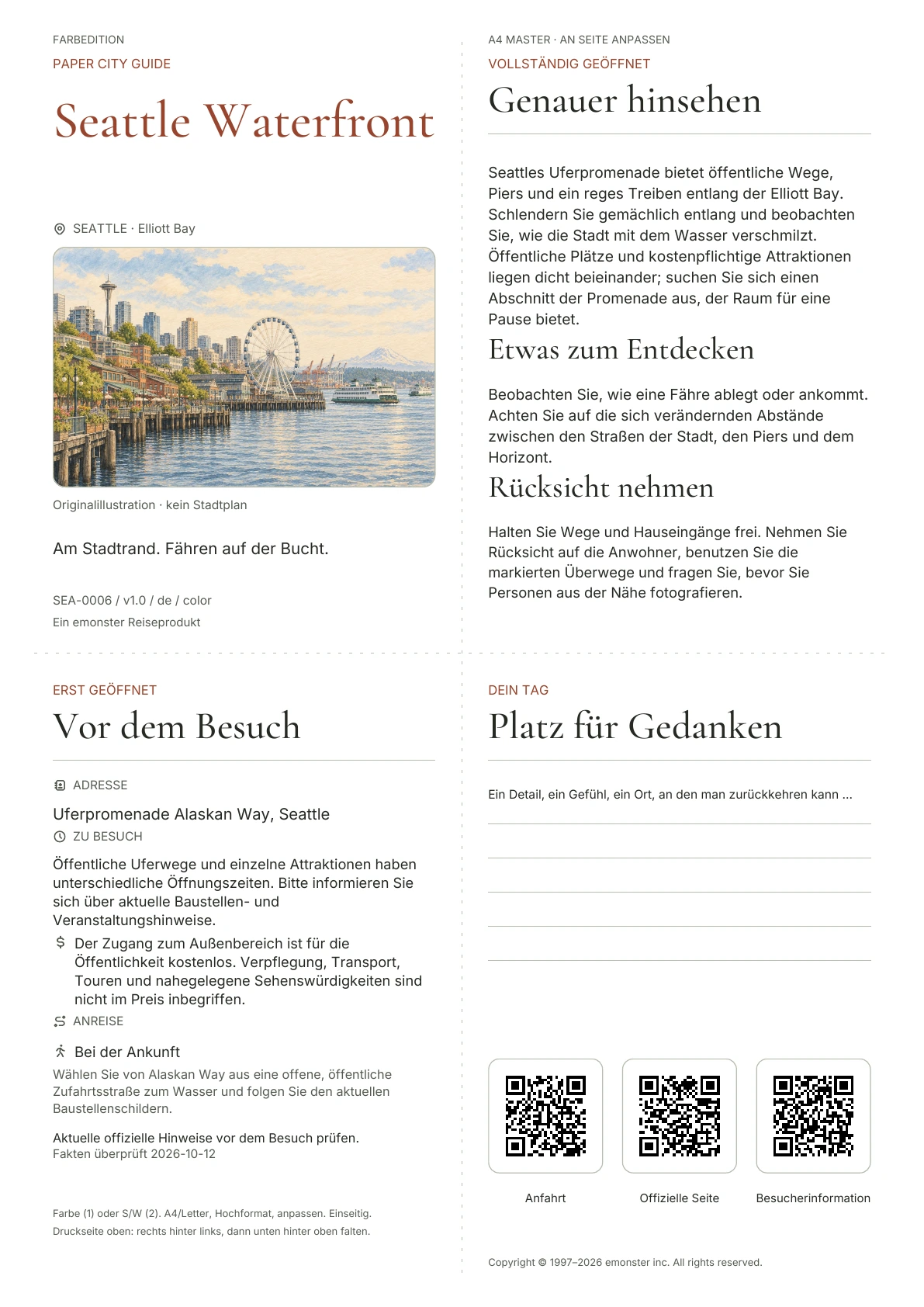 Tatsächliches Titelblatt: Seattle Waterfront · Farbausgabe
