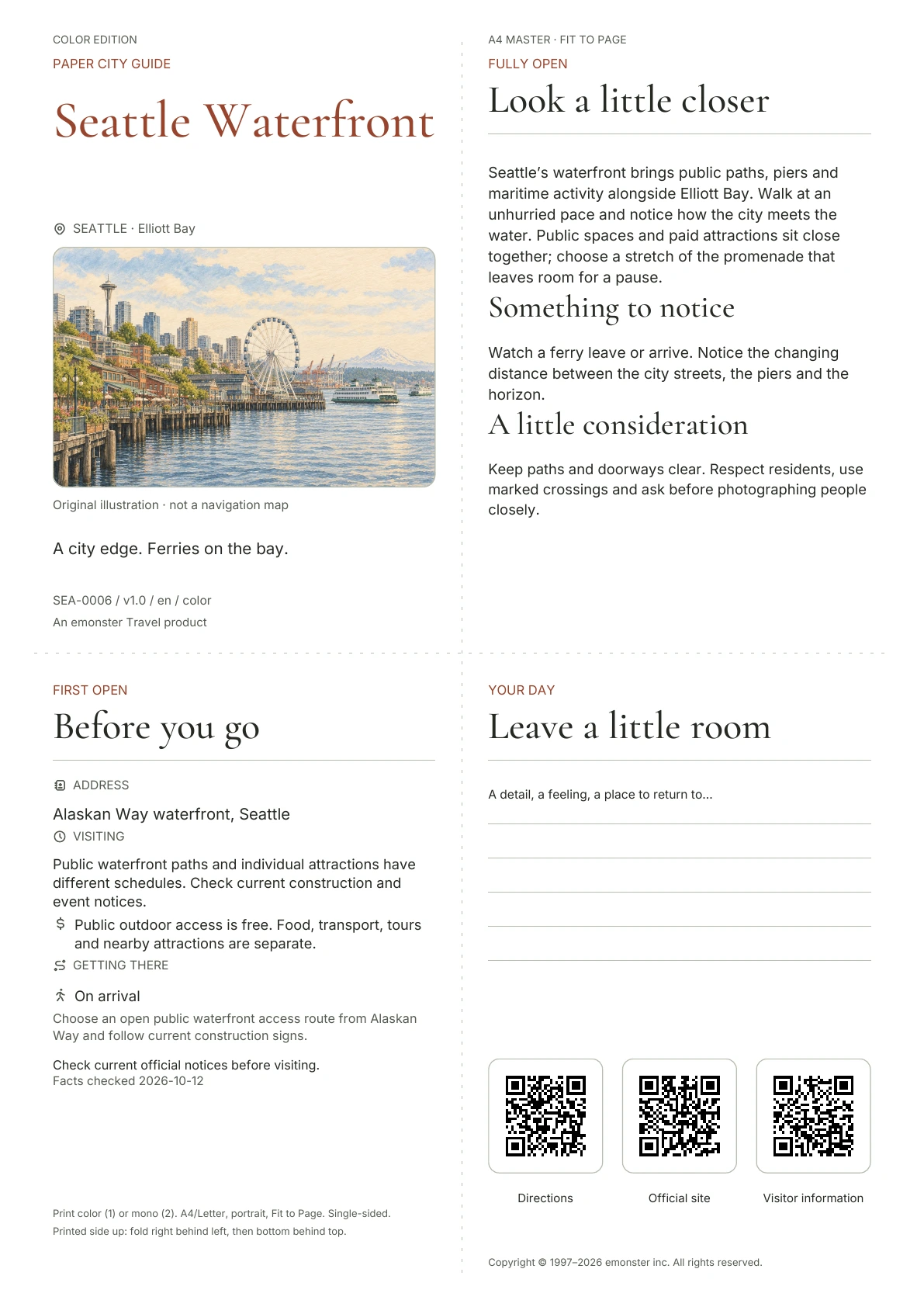Actual Seattle Waterfront guide cover · Color edition