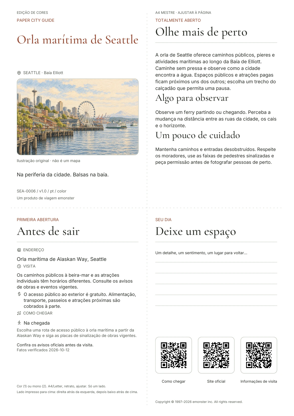 Capa real do guia Orla marítima de Seattle · Edição colorida