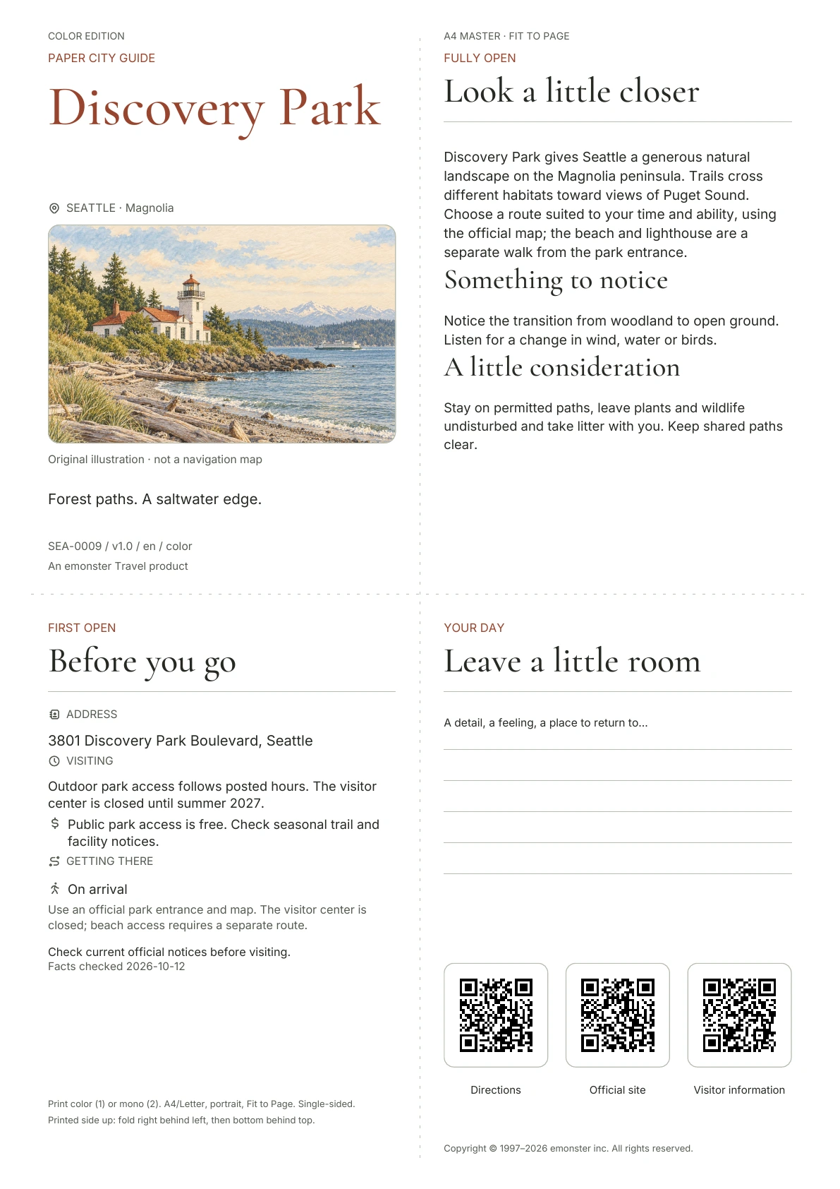Actual Discovery Park guide cover · Color edition