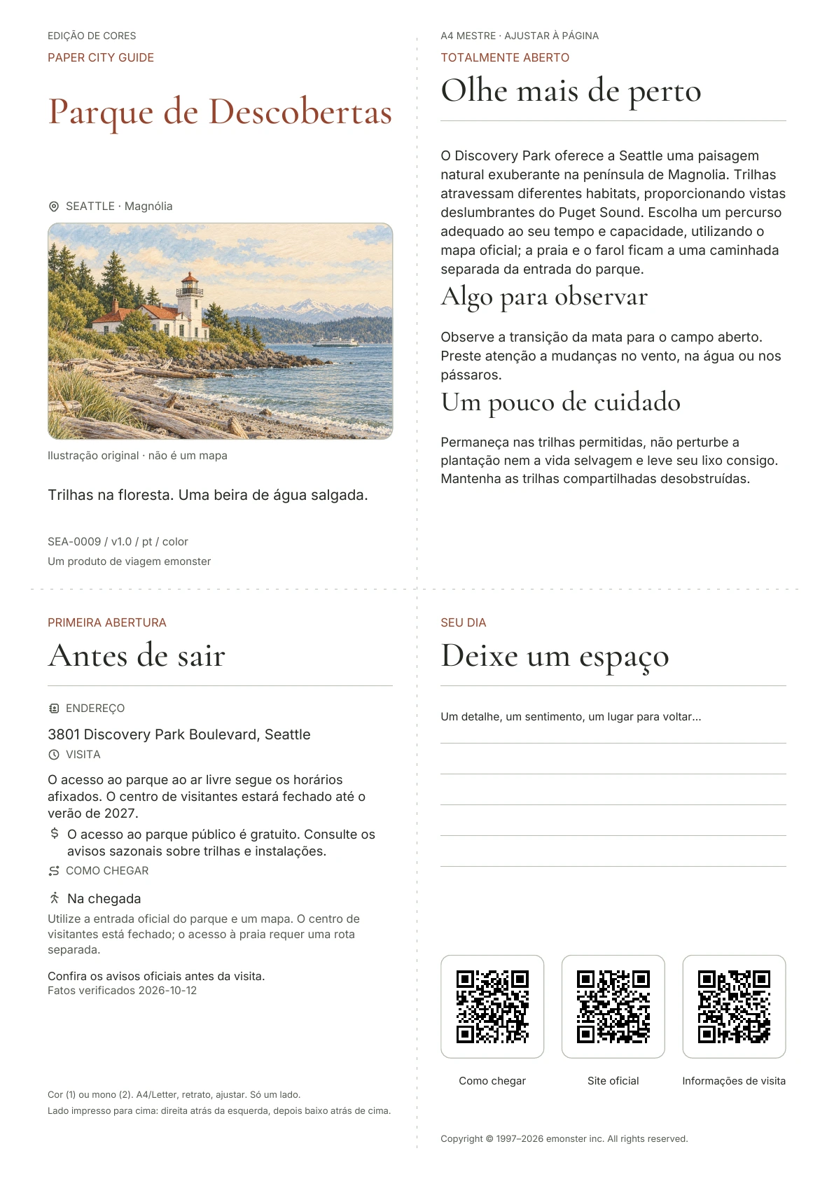 Capa real do guia Parque de Descobertas · Edição colorida