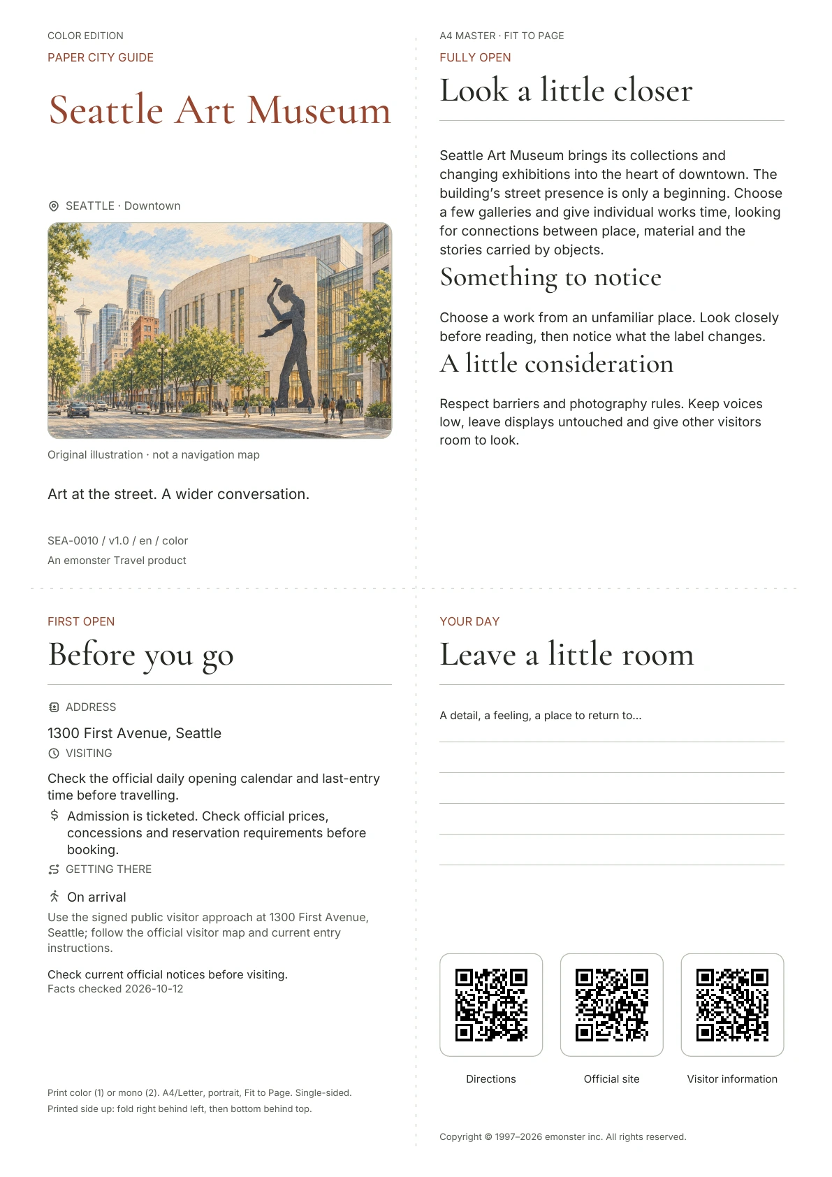 Actual Seattle Art Museum guide cover · Color edition