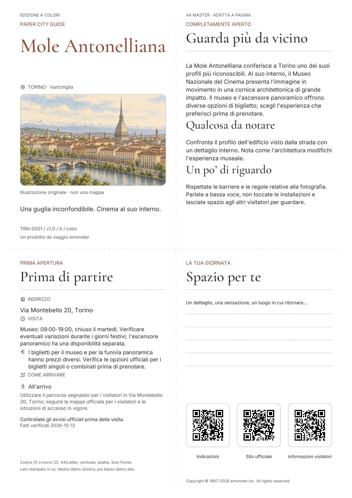 Copertina reale della guida Mole Antonelliana · Edizione a colori