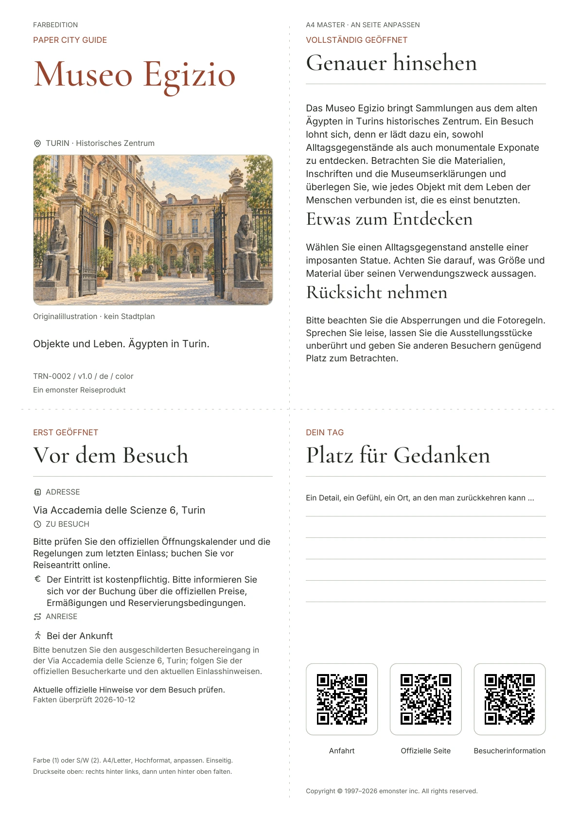 Tatsächliches Titelblatt: Museo Egizio · Farbausgabe
