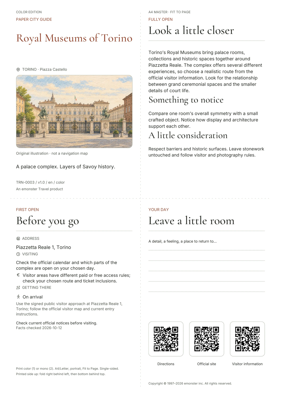 Actual Royal Museums of Torino guide cover · Color edition