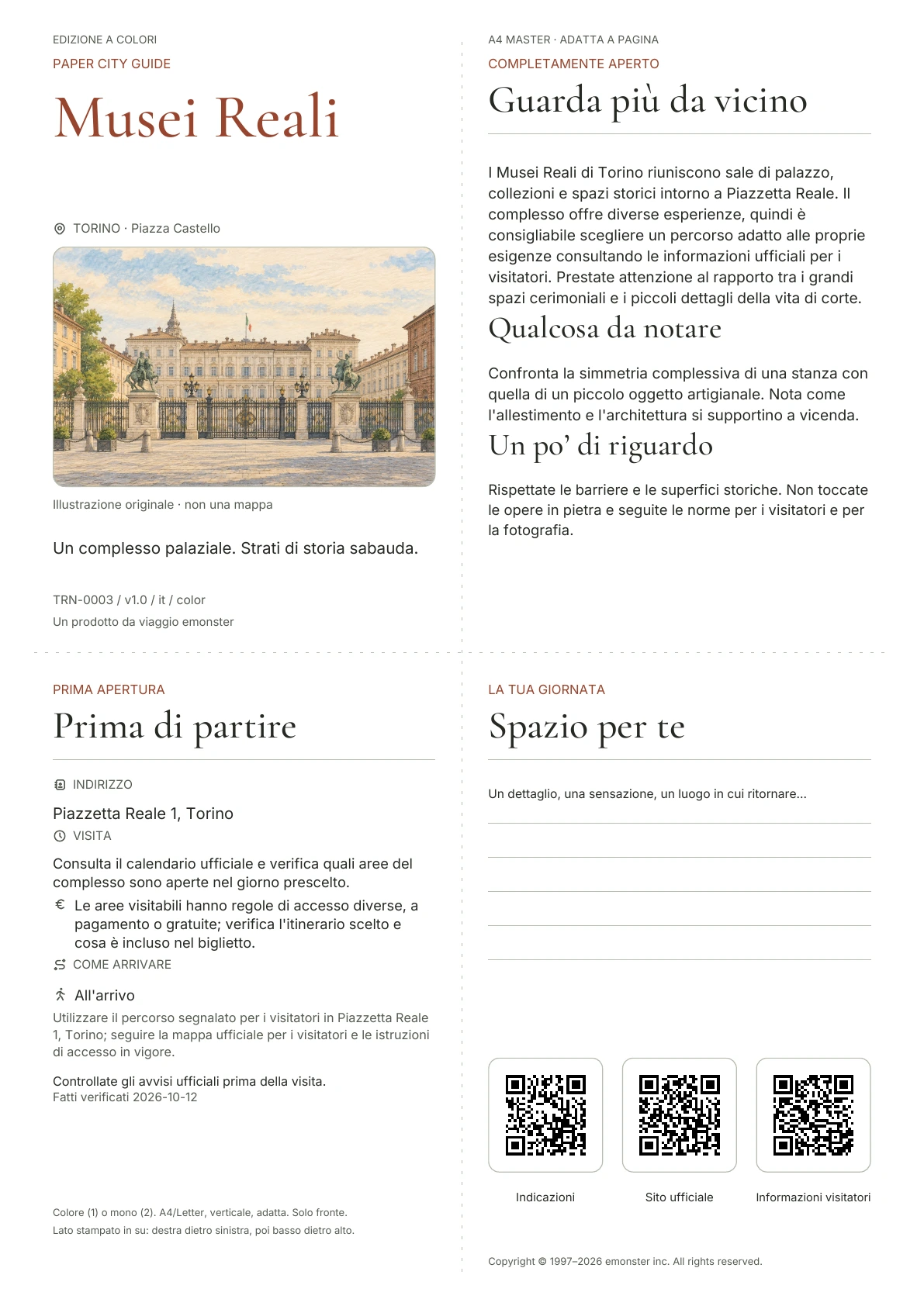 Copertina reale della guida Musei Reali · Edizione a colori