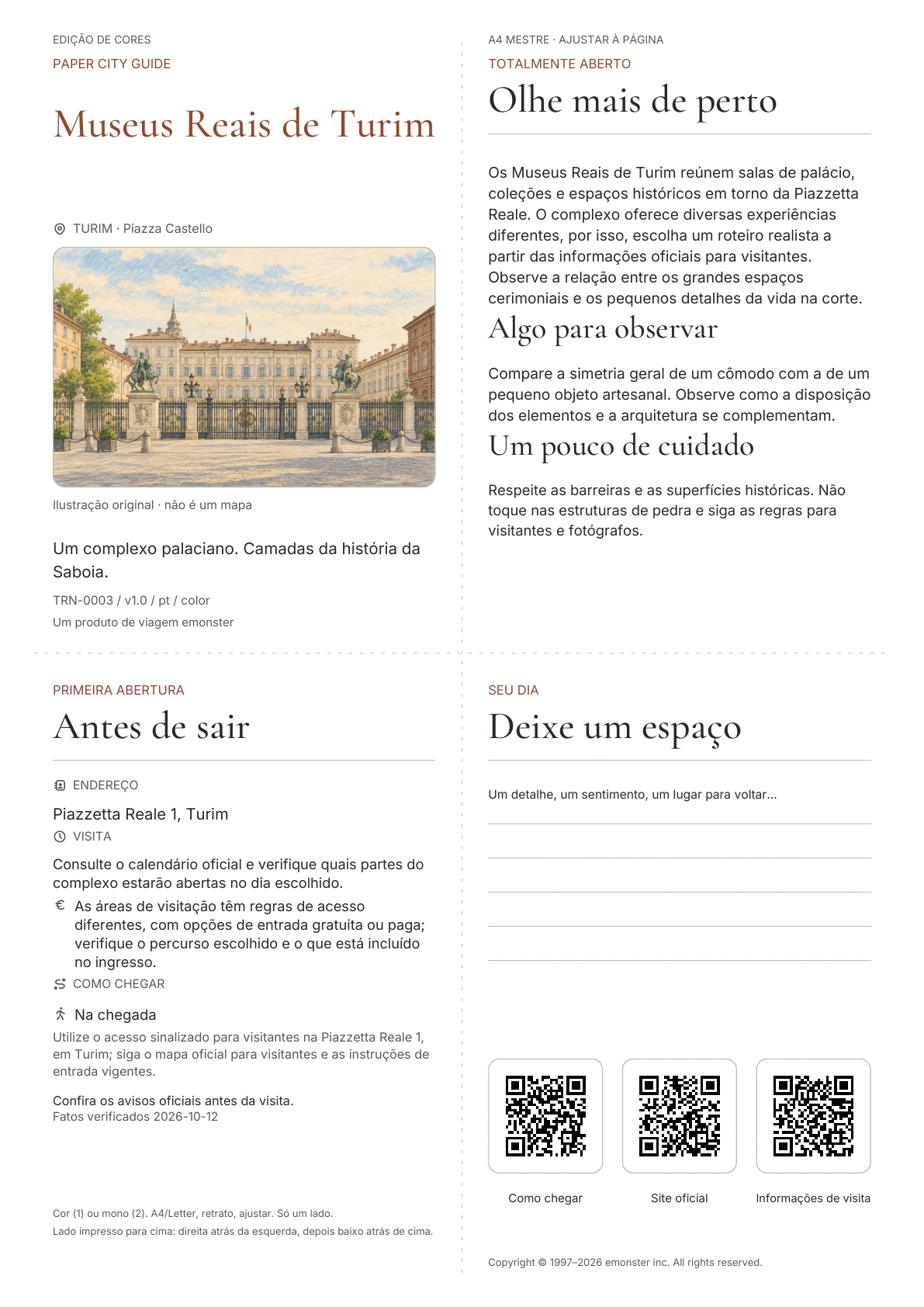 Capa real do guia Museus Reais de Turim · Edição colorida